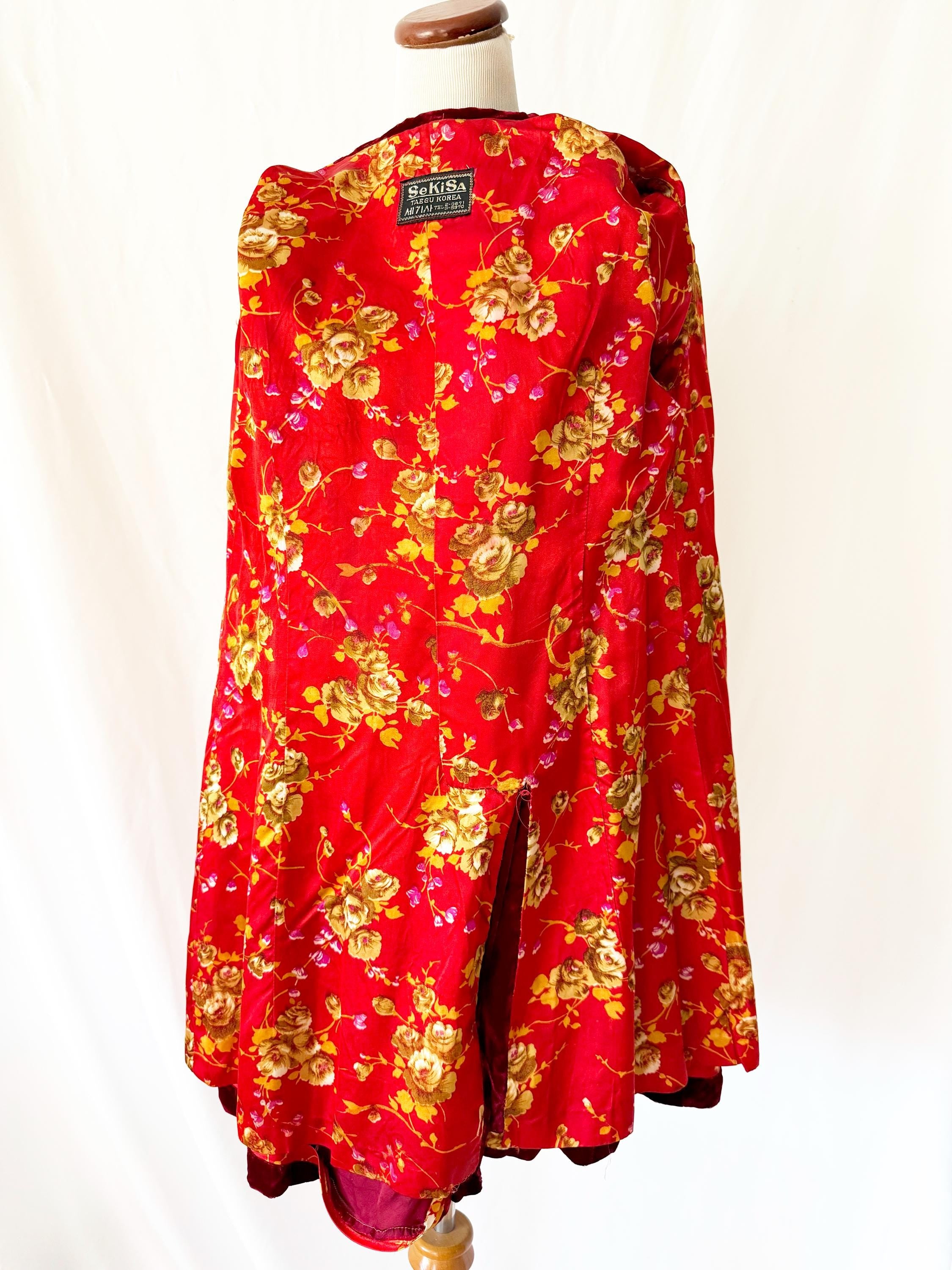 vintage red crushed velvet jacket small