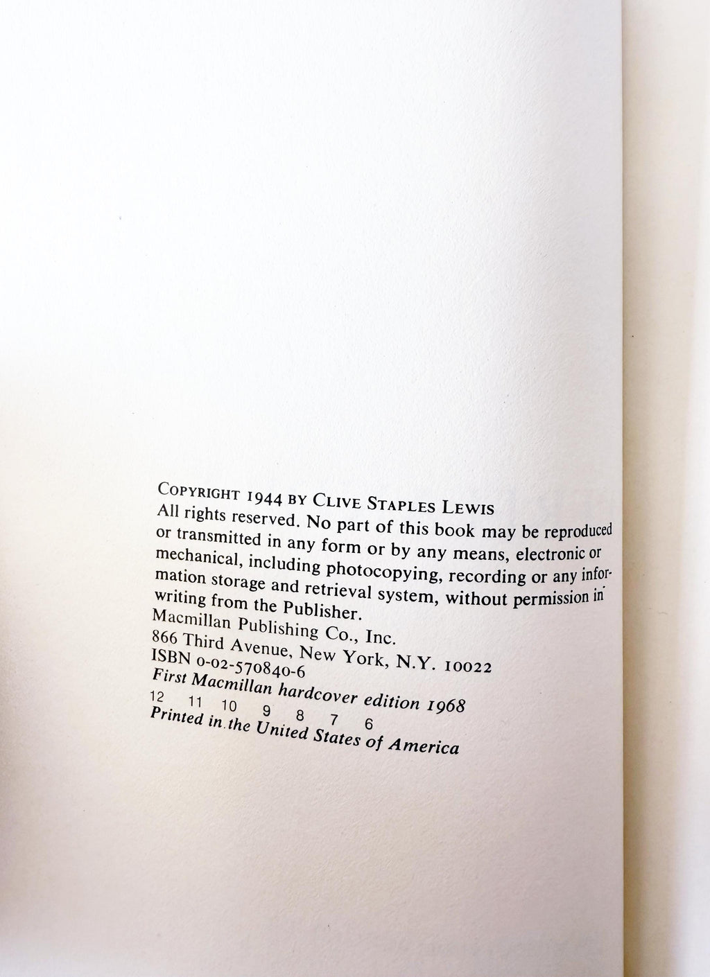 Perelandra A Novel by C.S. Lewis ~ First Macmillan HC Edition ~ 1968 Rare