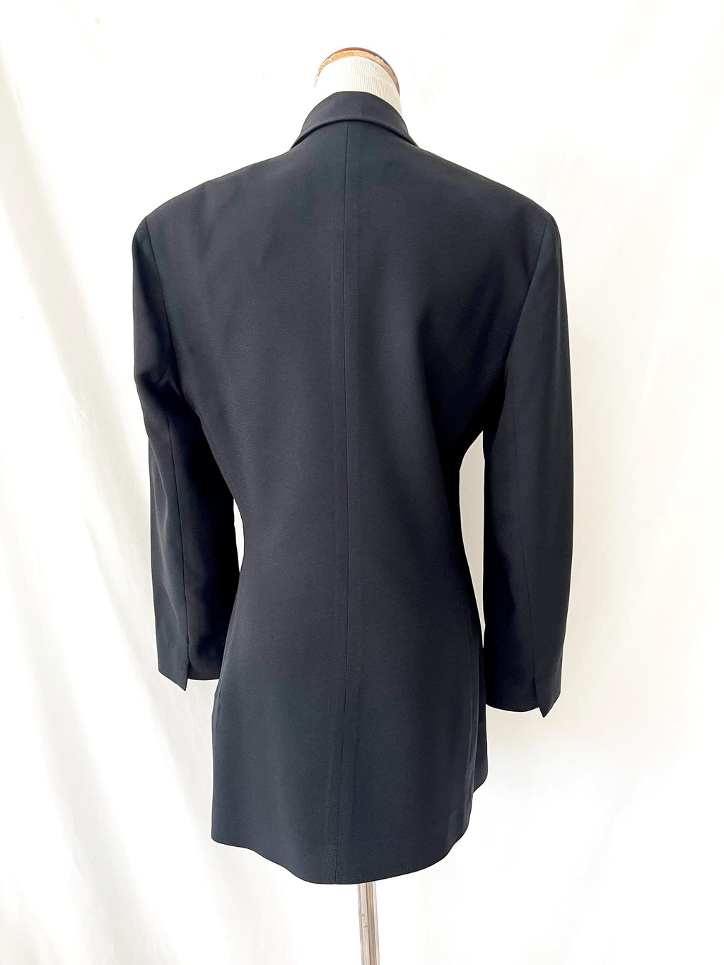 anne klein 1980s black blazer / preppy country club gold buttons / medium