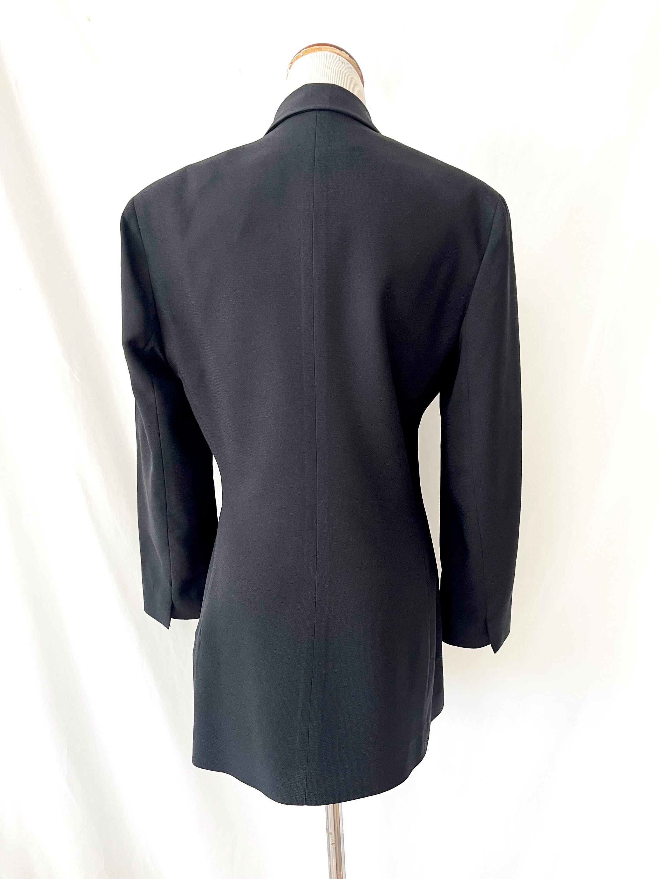 anne klein 1980s black blazer / preppy country club gold buttons / medium