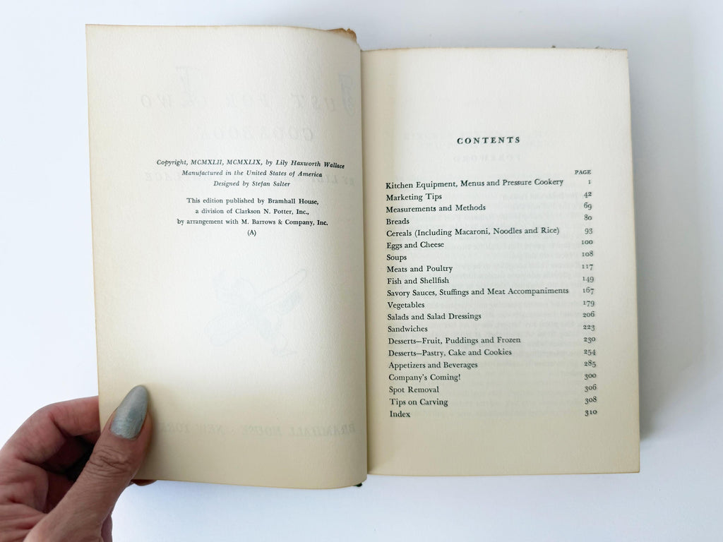 1949 Just for Two Cookbook by Lily Haxworth Wallace