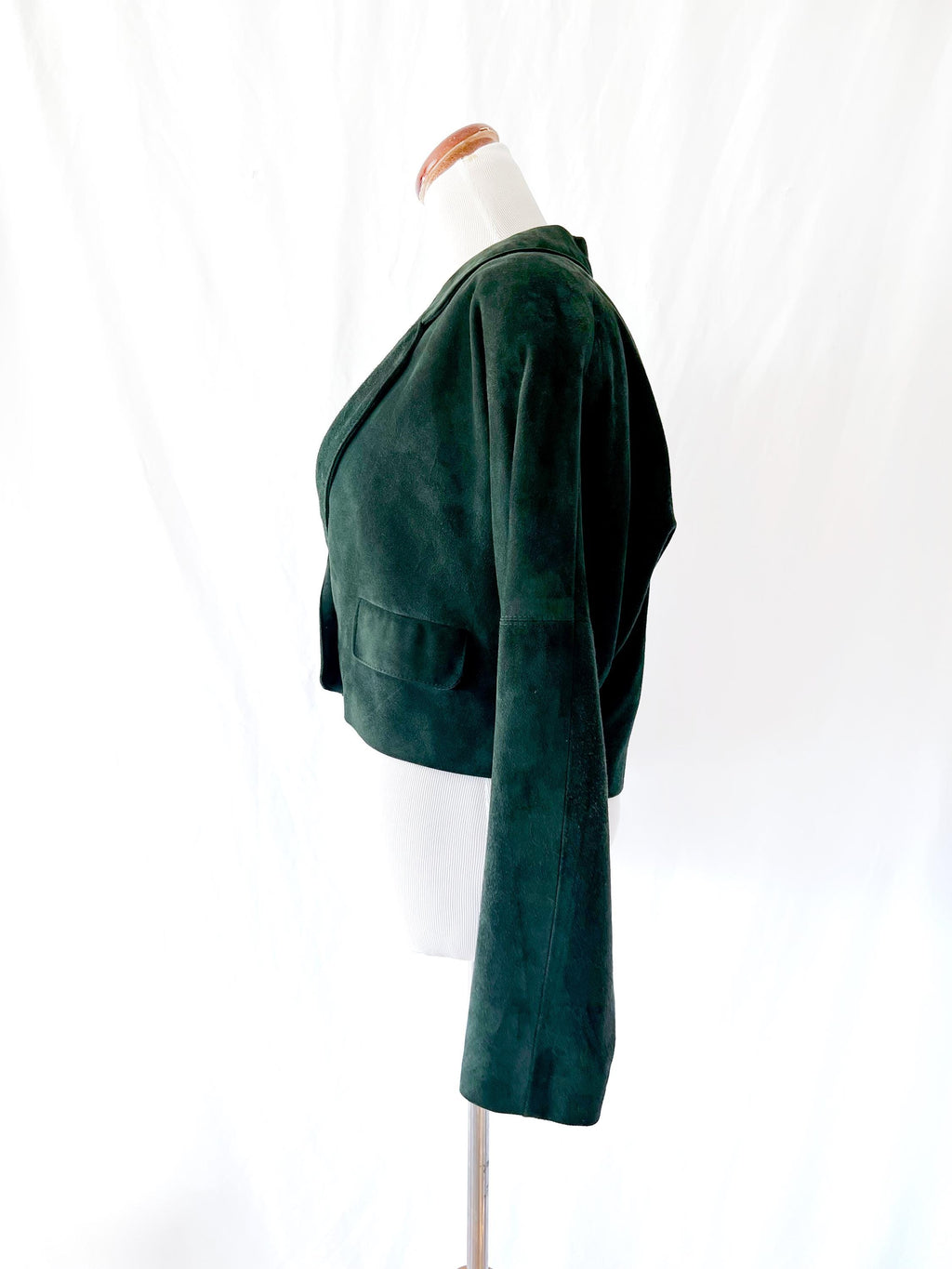 dark green cropped suede jacket / anne klein II / medium