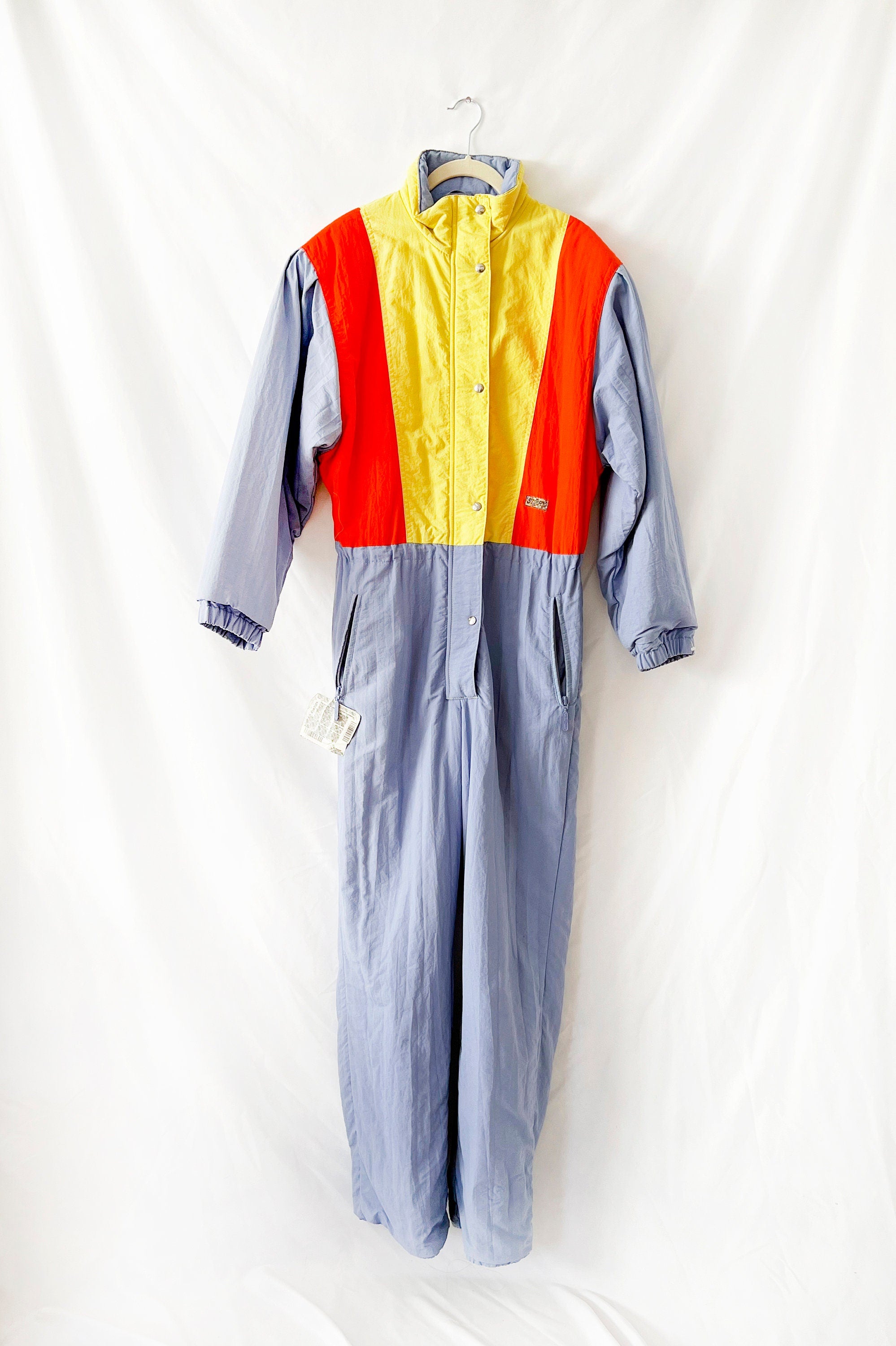 Arctic Story / Vintage 1980s Snowsuit Neon colors / Insulated / Large Size 10