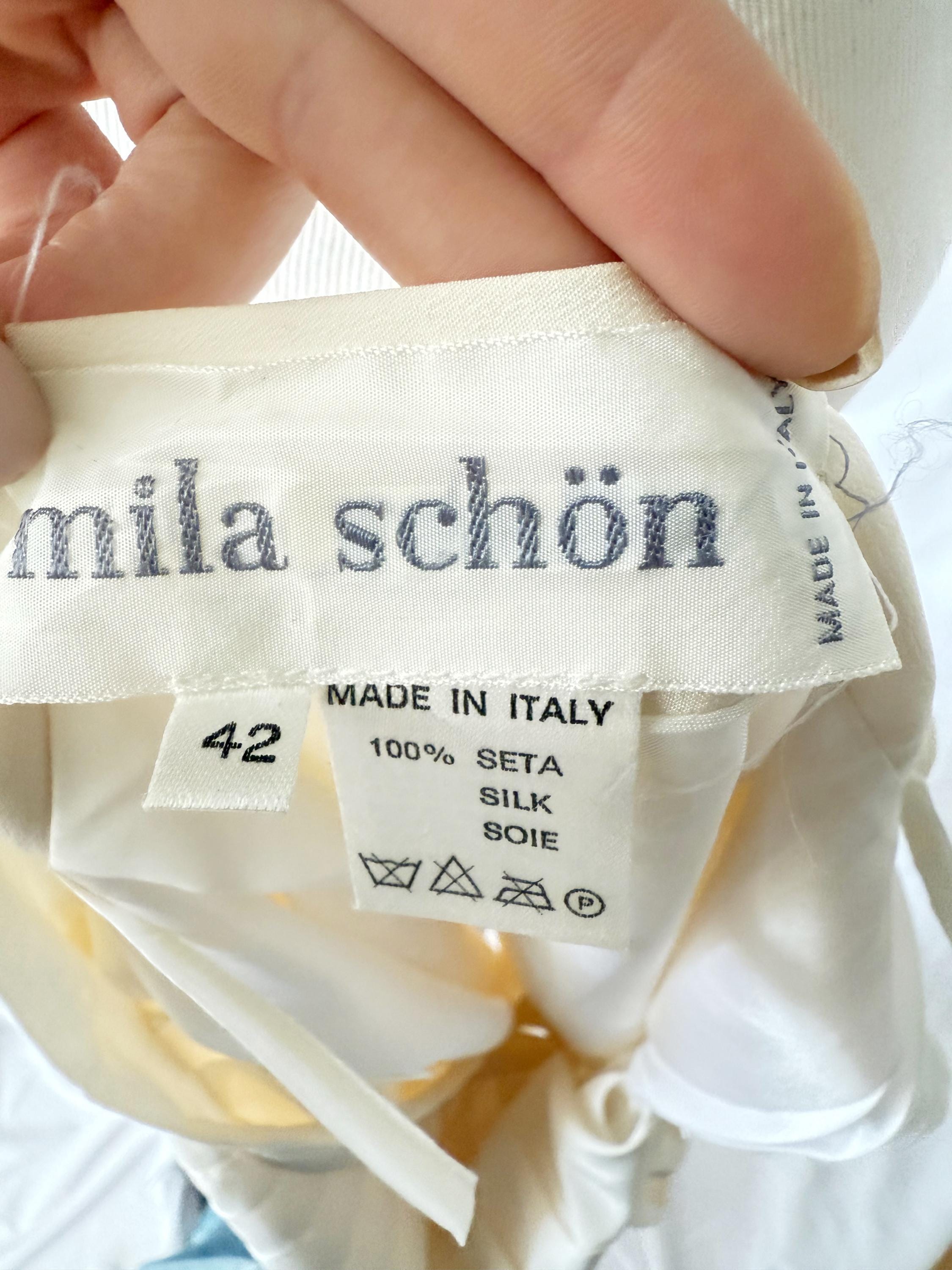 White Pleated Silk Skirt Mila Schon 27 waist