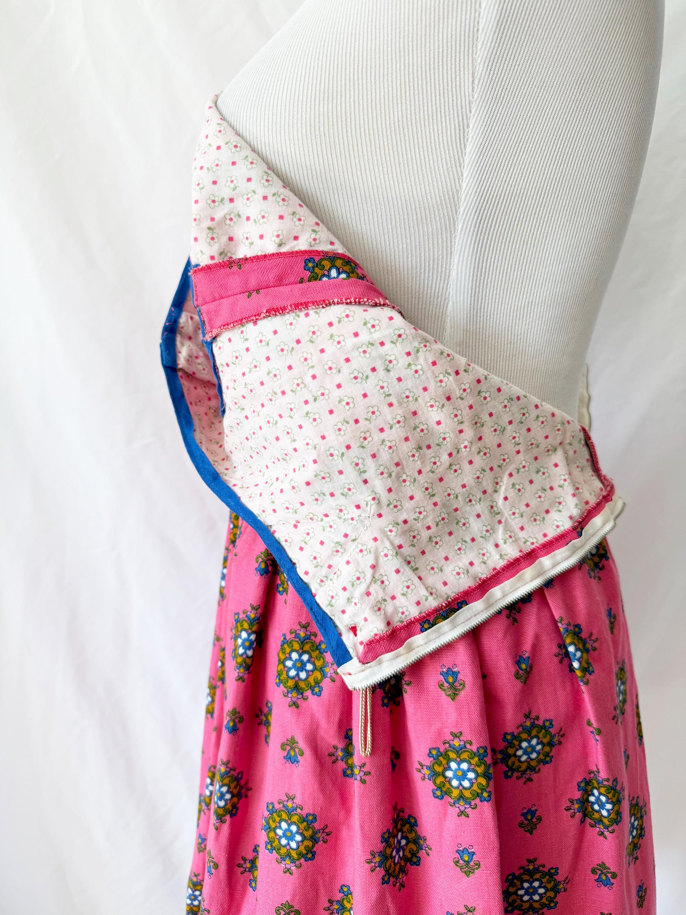 Vintage 60s Pink Dirndl Dress XS