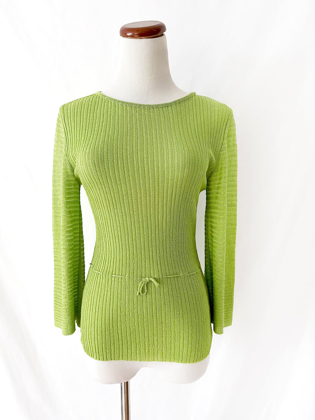 sufer paris 70S green knit top vintage parisian fashion small