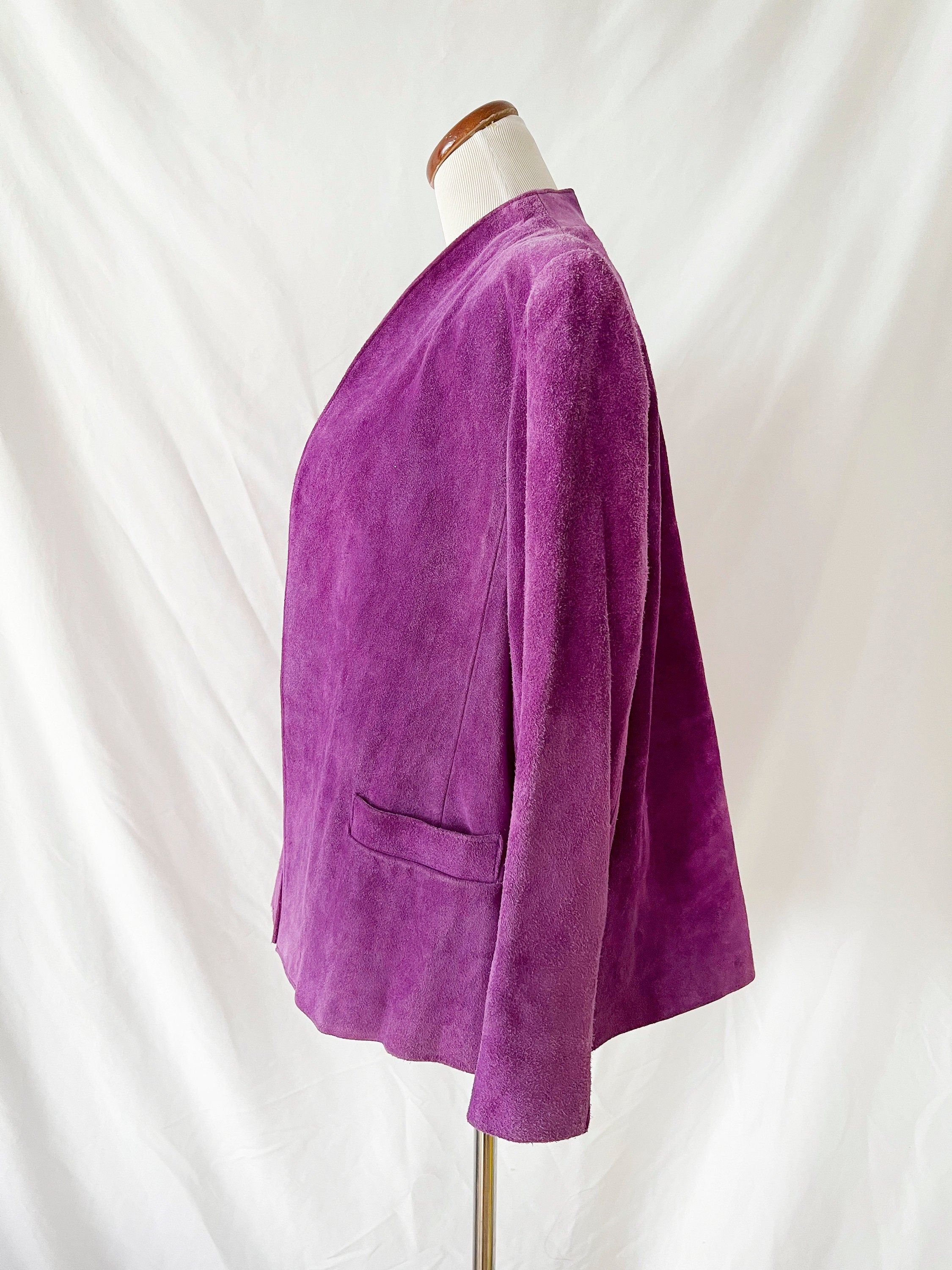 Vintage 1970s Purple Suede Jacket Miss Bergdorf Leather Jacket medium