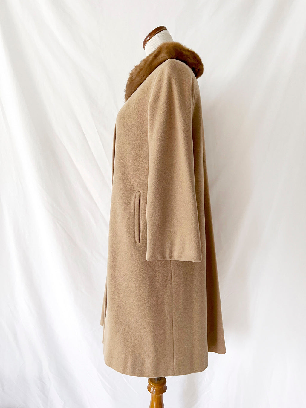 vintage 1960s cashmere and fur coat medium