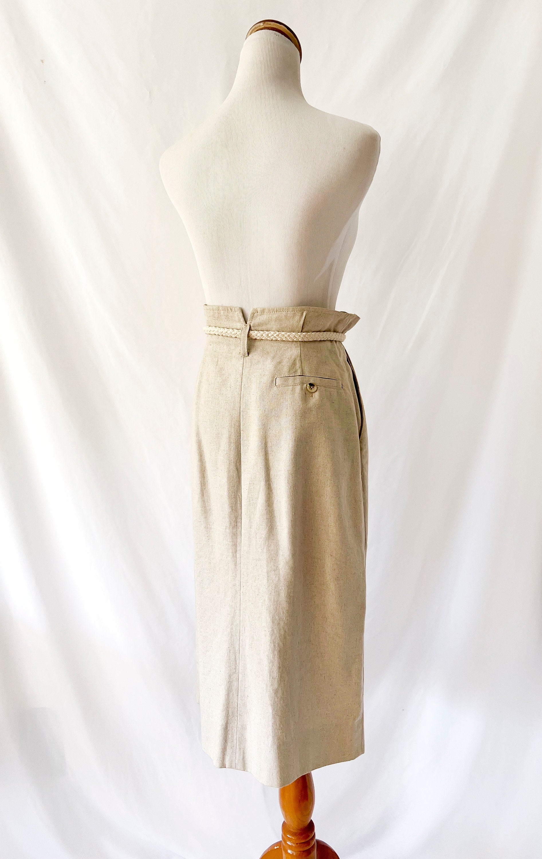 norman todd california linen skirt / rope belt / size 2