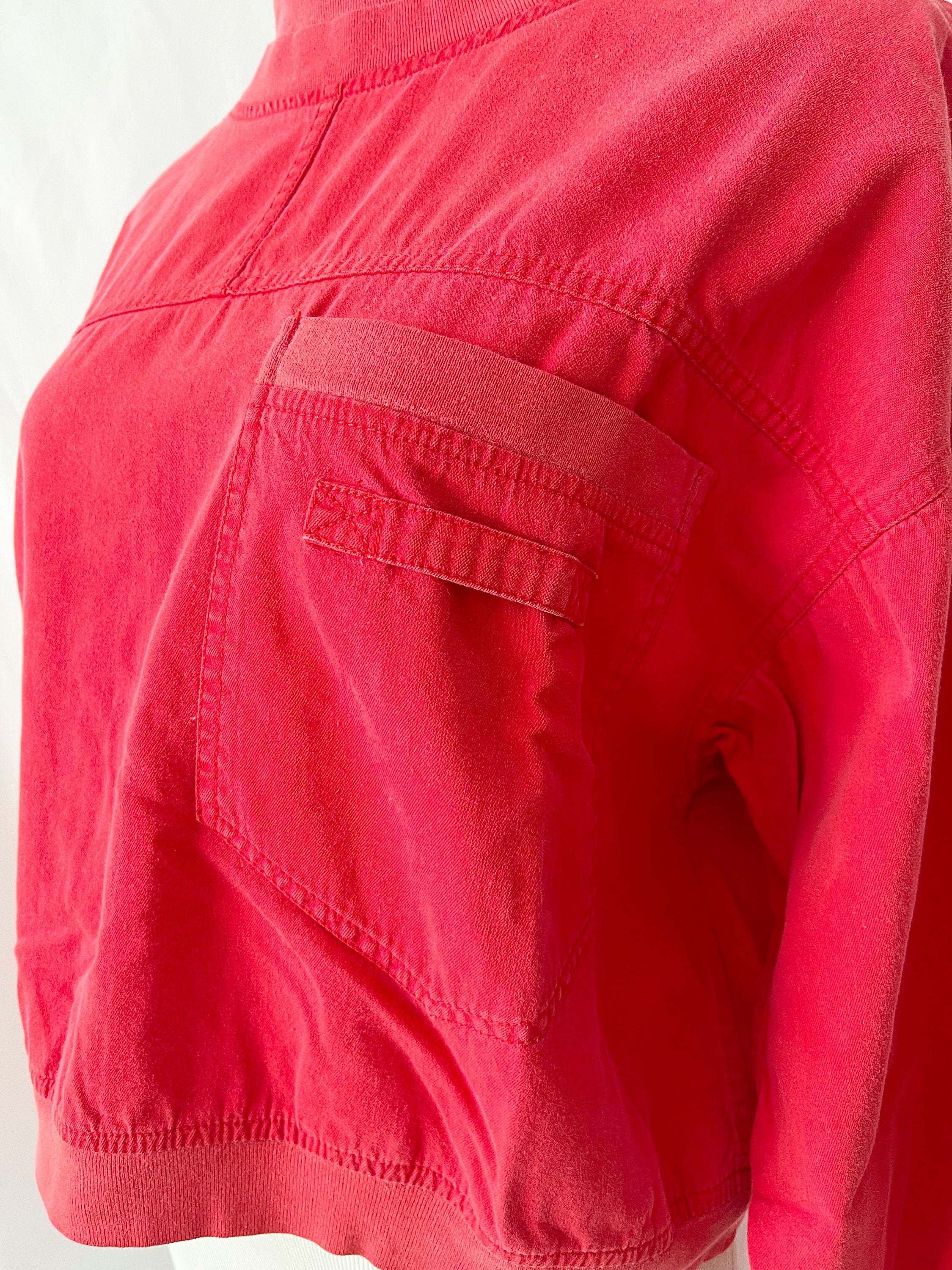 Vntg 1980s Lizwear Cropped Red Pullover Medium