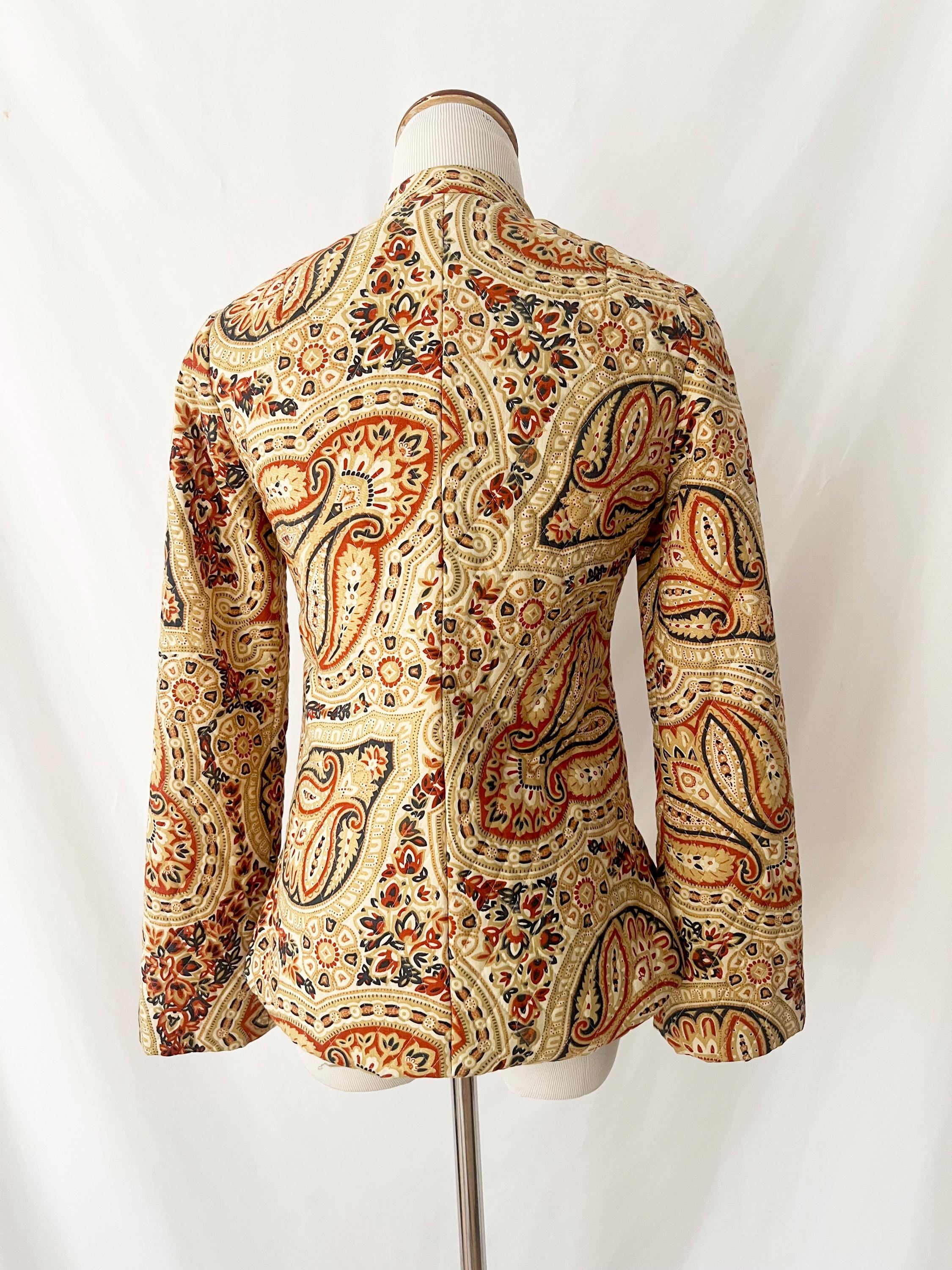 eleanor brenner couture / 1970s vintage paisley quilted jacket / xsmall