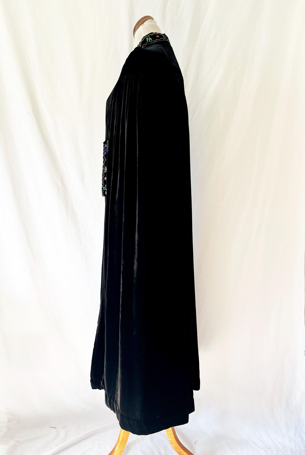 jeweled black velvet cape