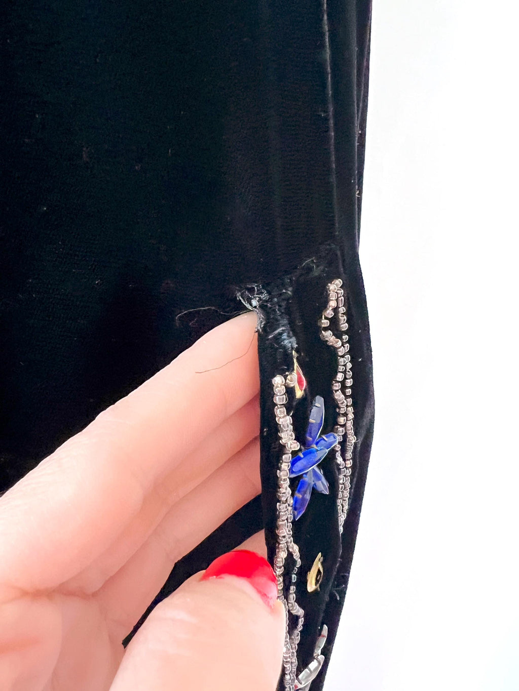 jeweled black velvet cape