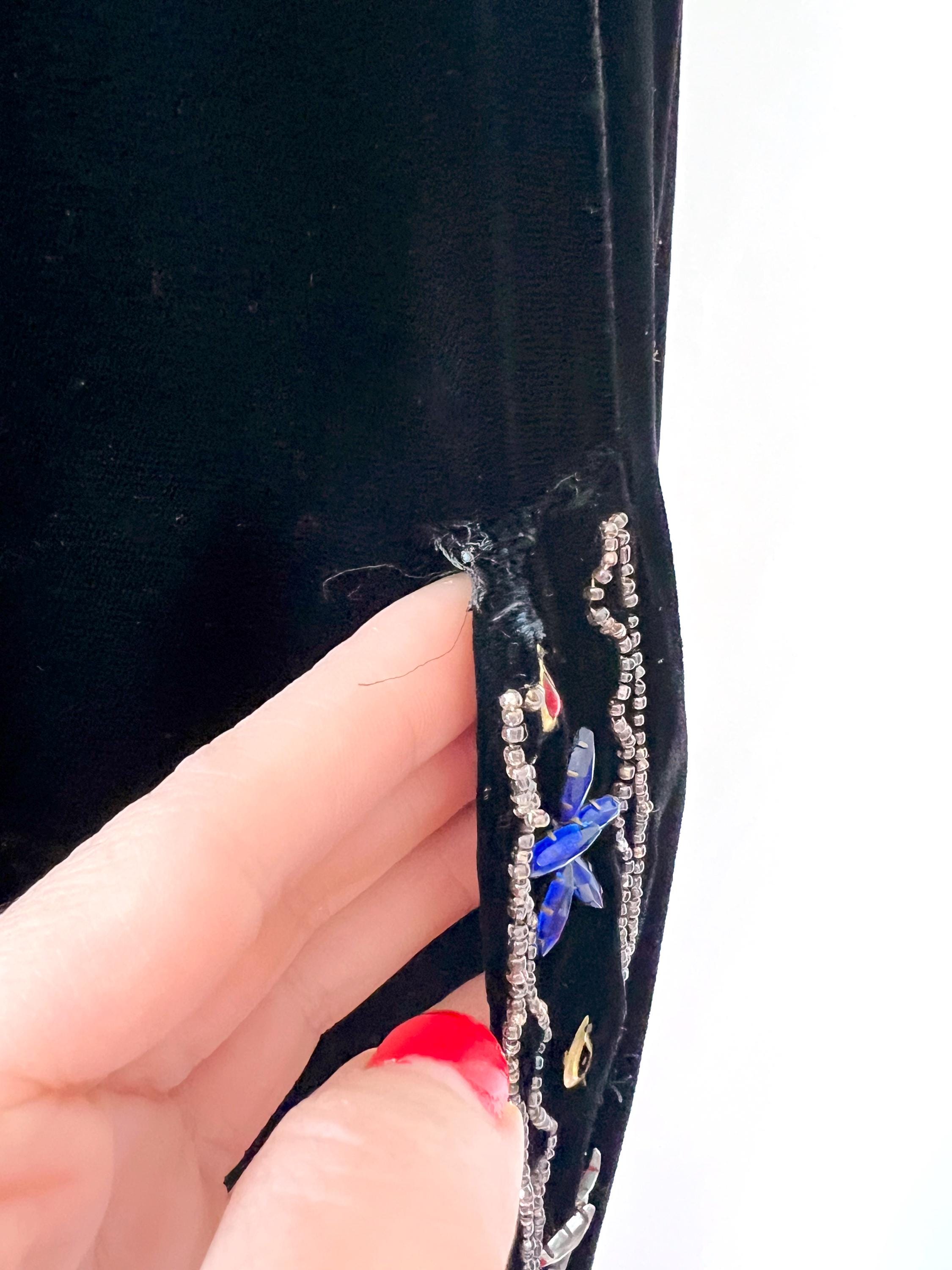 jeweled black velvet cape