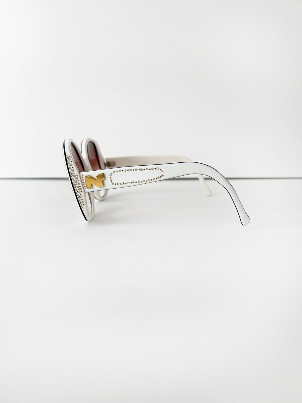 Vintage Nina Ricci Sunglasses: White Frame Rhinestone Sunglasses, Made in France