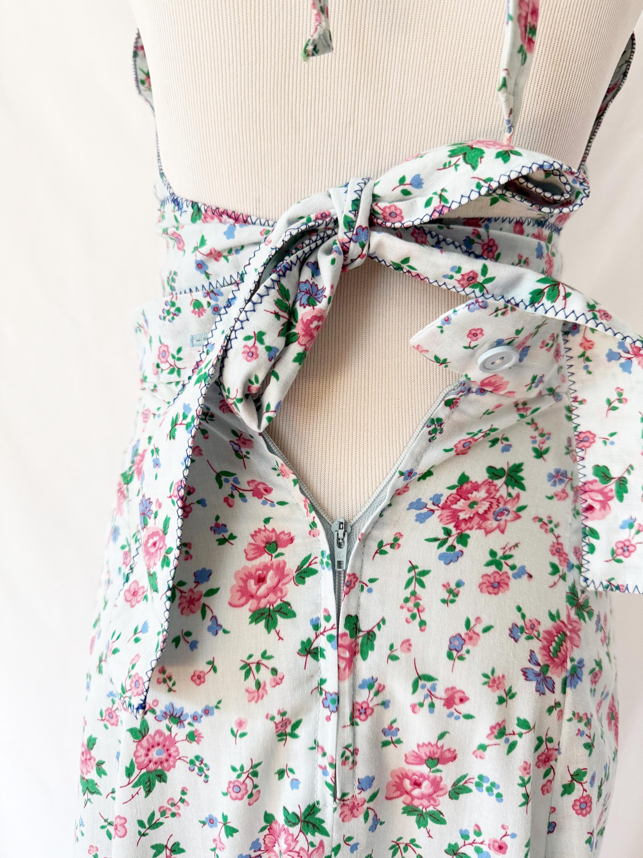 1960s Floral Halter Top Maxi Skirt Set: Vintage Corky Craig Festival Outfit