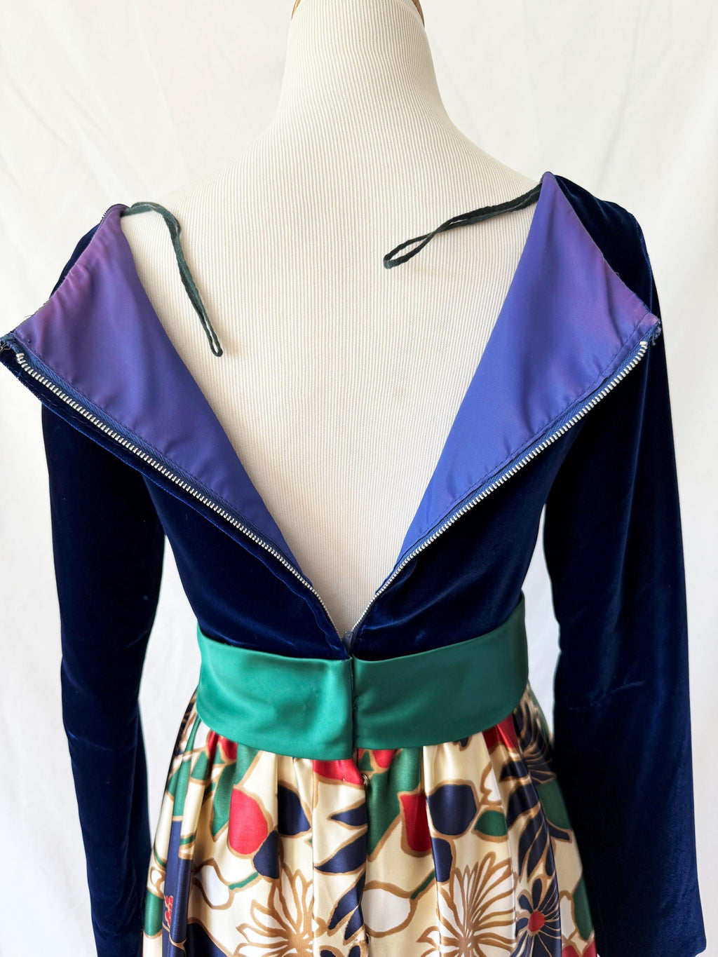 Vntg 1960s Silk Velvet Gown | 60s Floor Length Dress Small