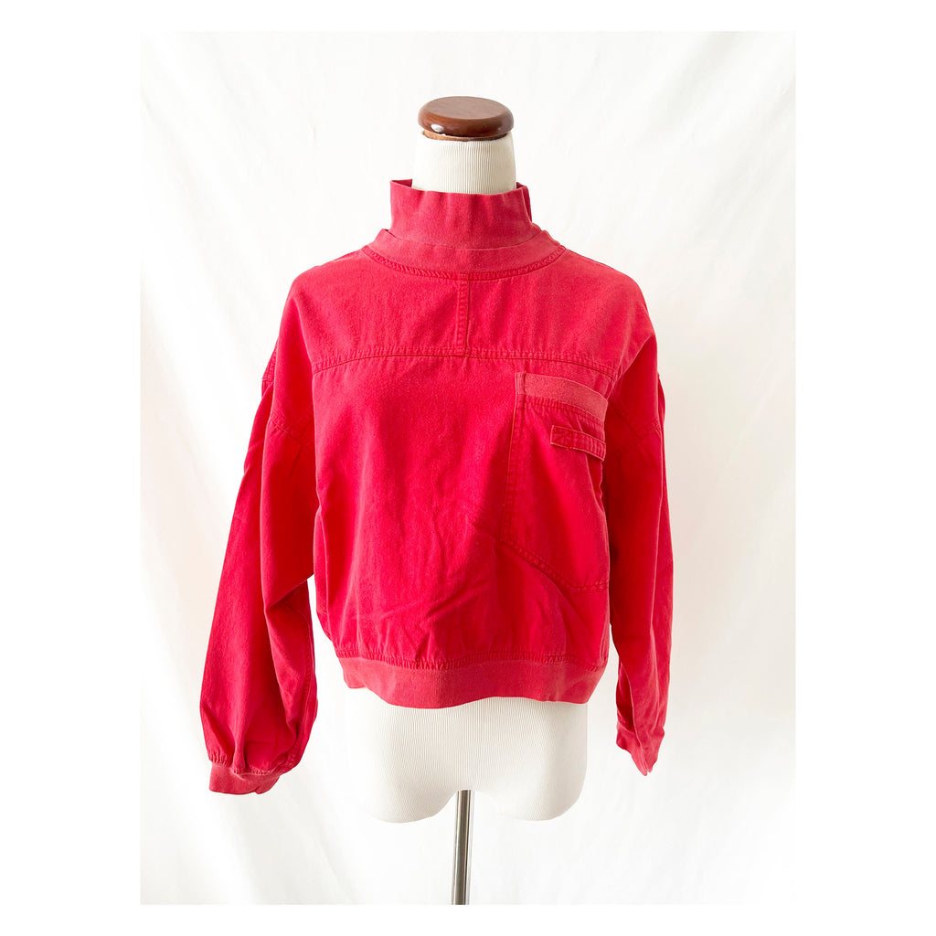 Vntg 1980s Lizwear Cropped Red Pullover Medium