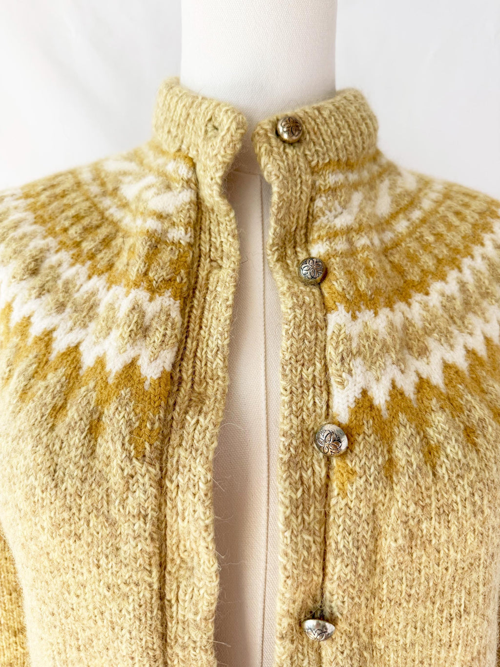 Vintage 1950s Yellow Scandinavian Cardigan Sweater Made in Denmark XSmall