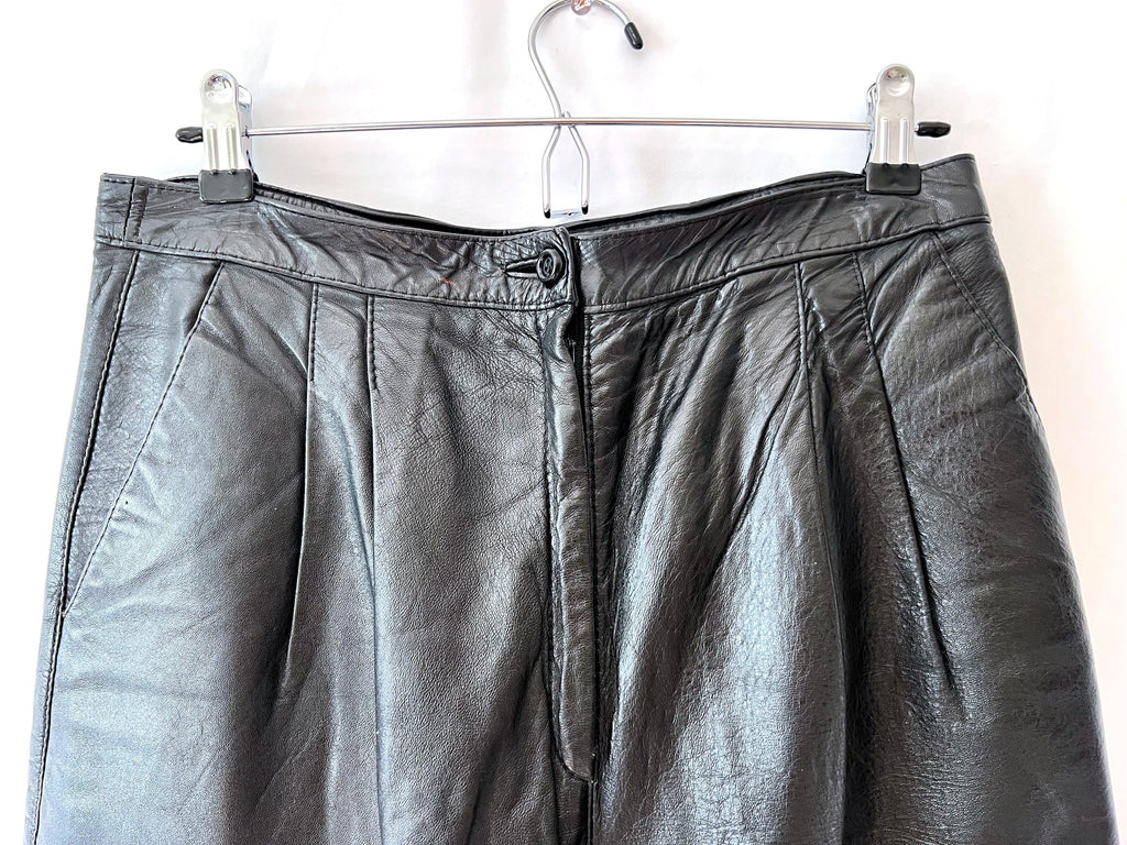 1980s vintage black leather pants medium / large