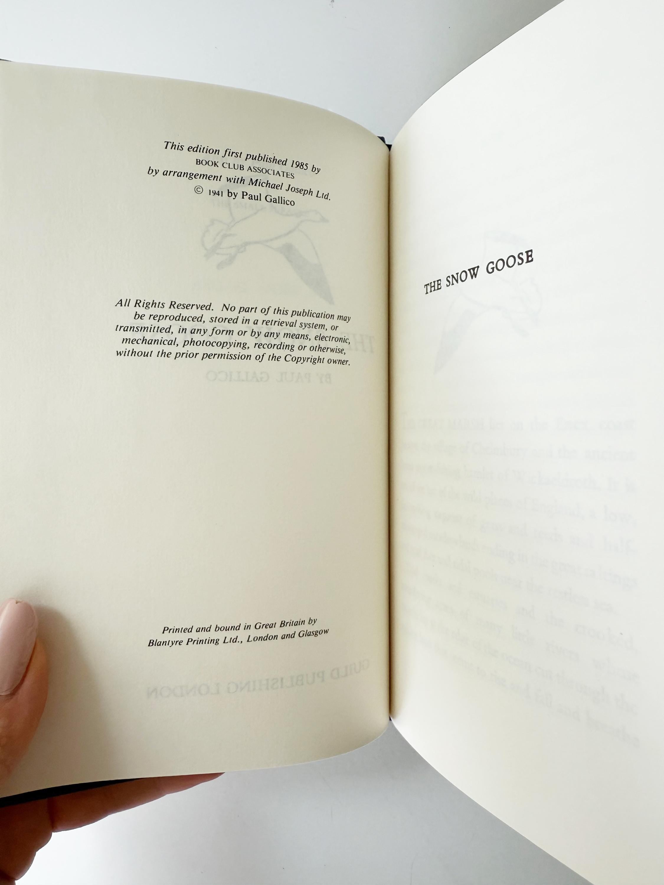 The Snow Goose by Paul Gallico, 1985 vintage hardcover book, novella