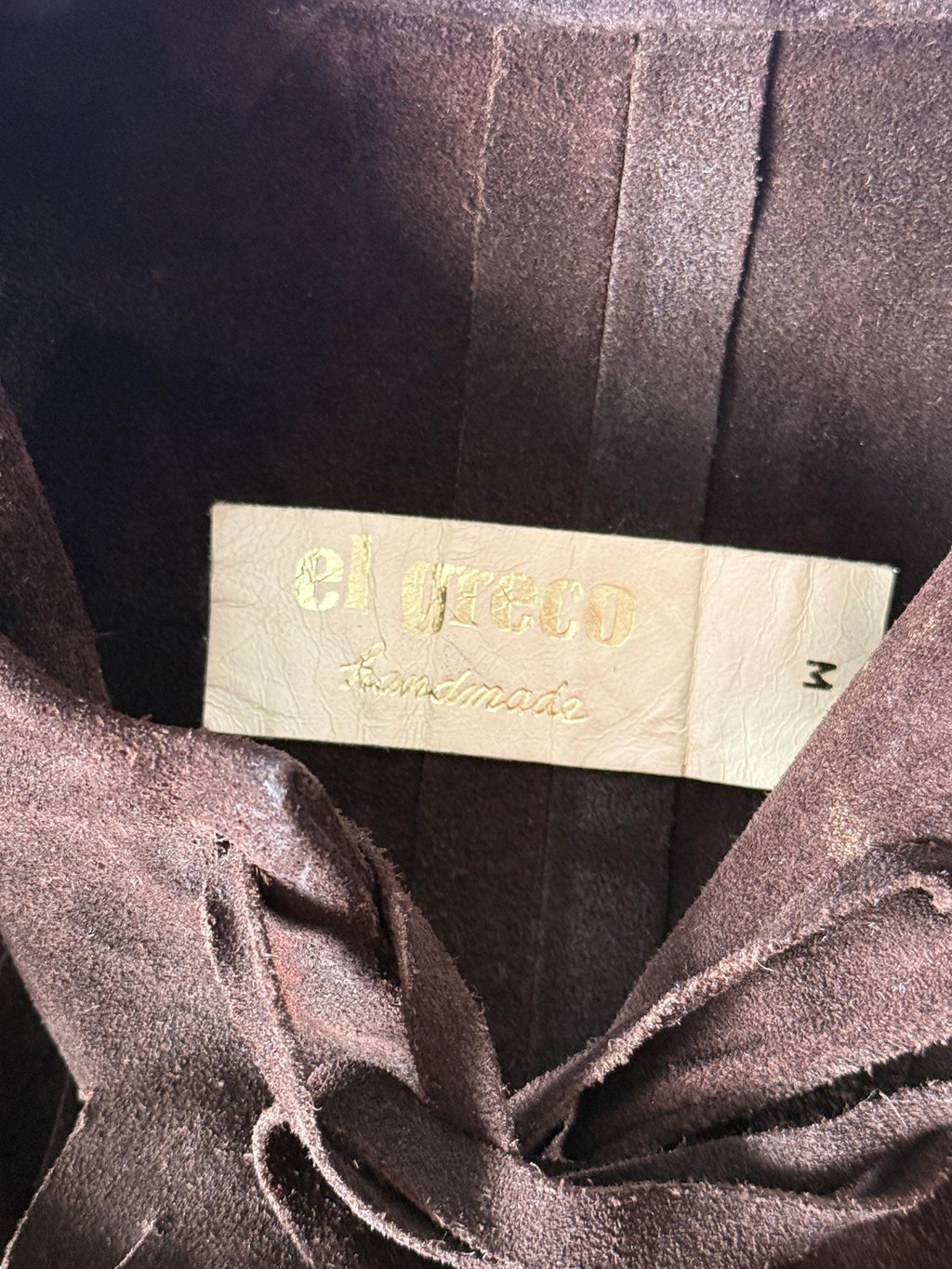 Vintage 60s  Leather Fringe Mini Dress El Greco Small