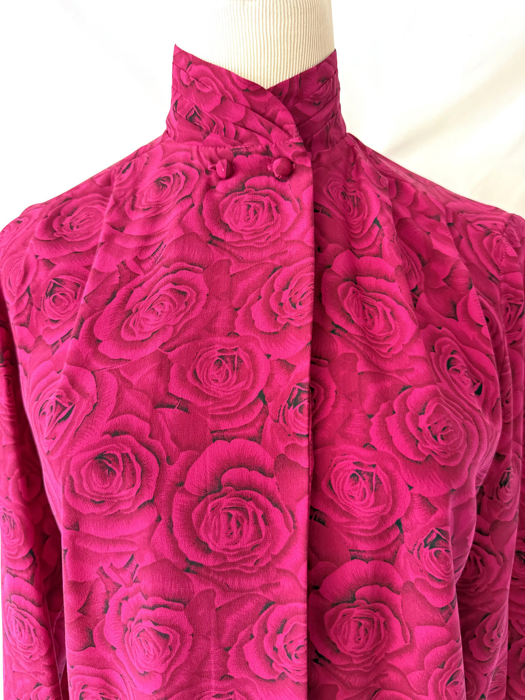 Magenta Roses Silk Blouse by Karen Austen Size 4
