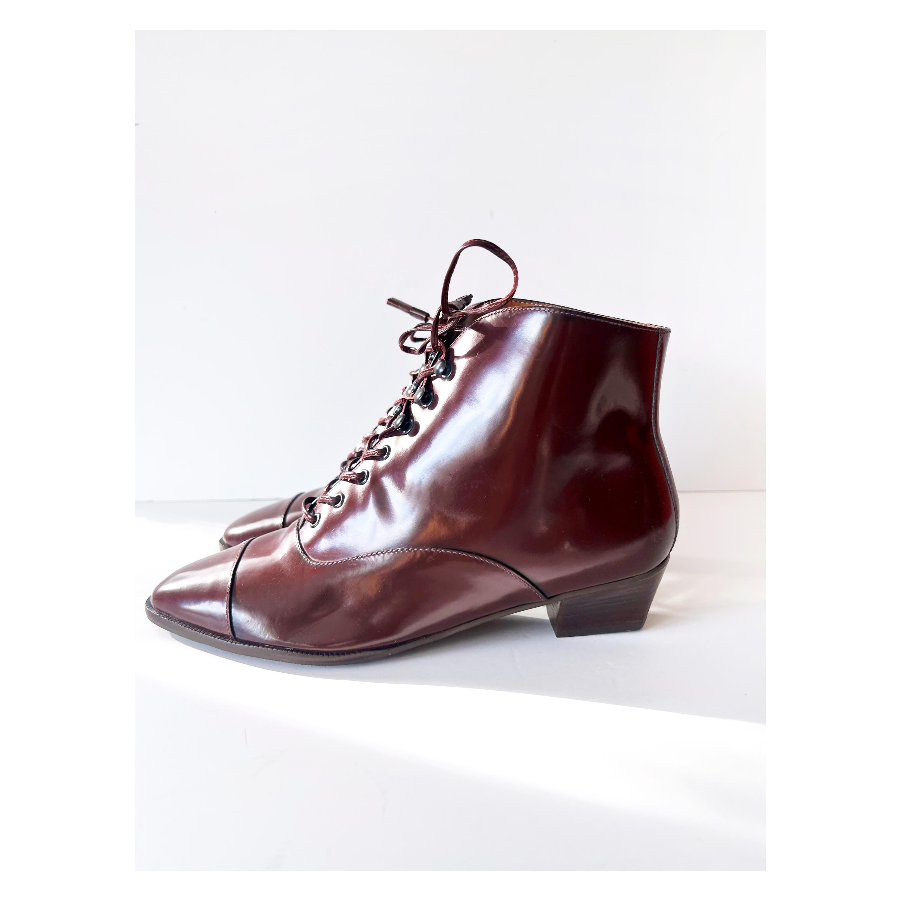vintage 1980s burgundy ankle boots / liz claiborne / 7.5