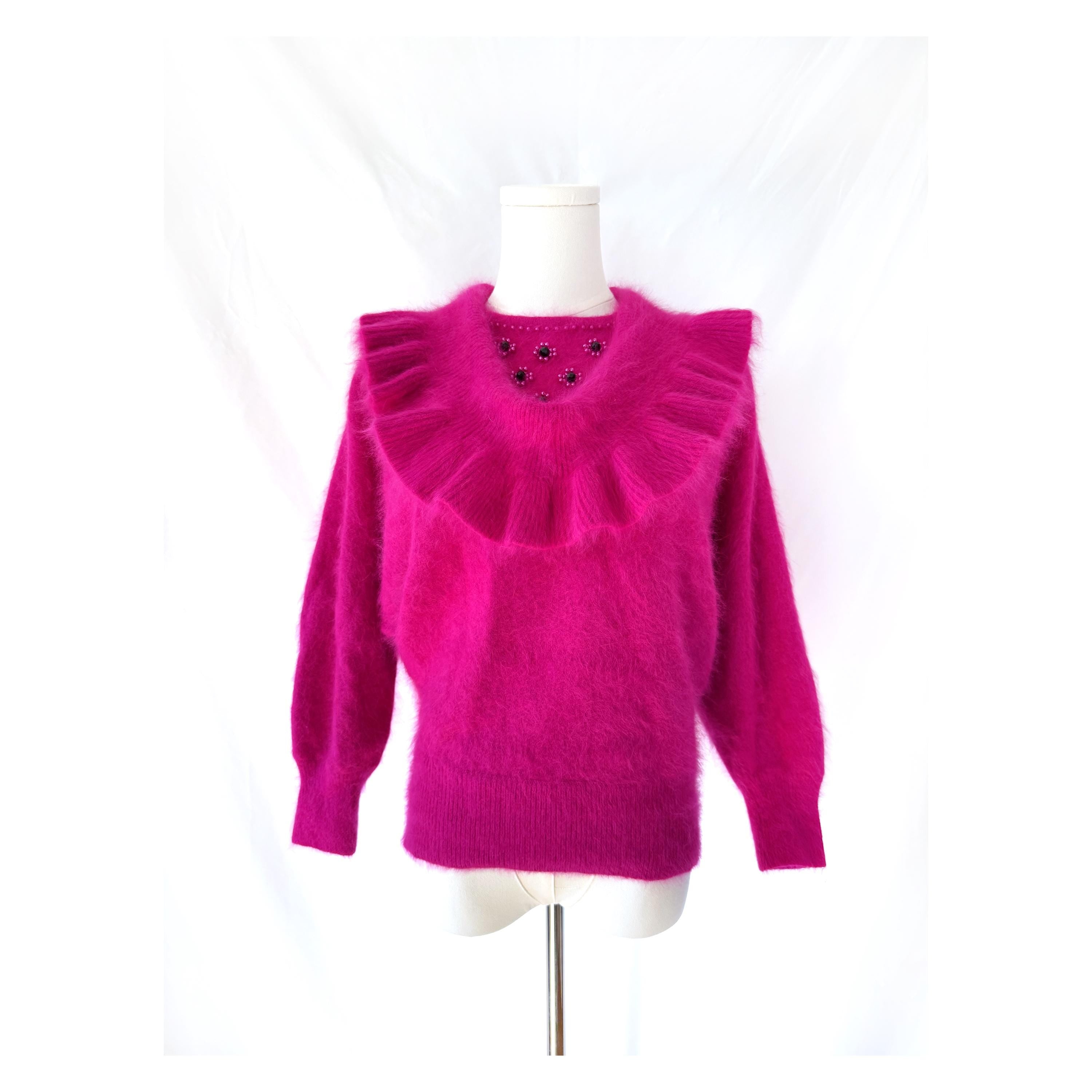 1980s Hot Pink Angora Sweater M