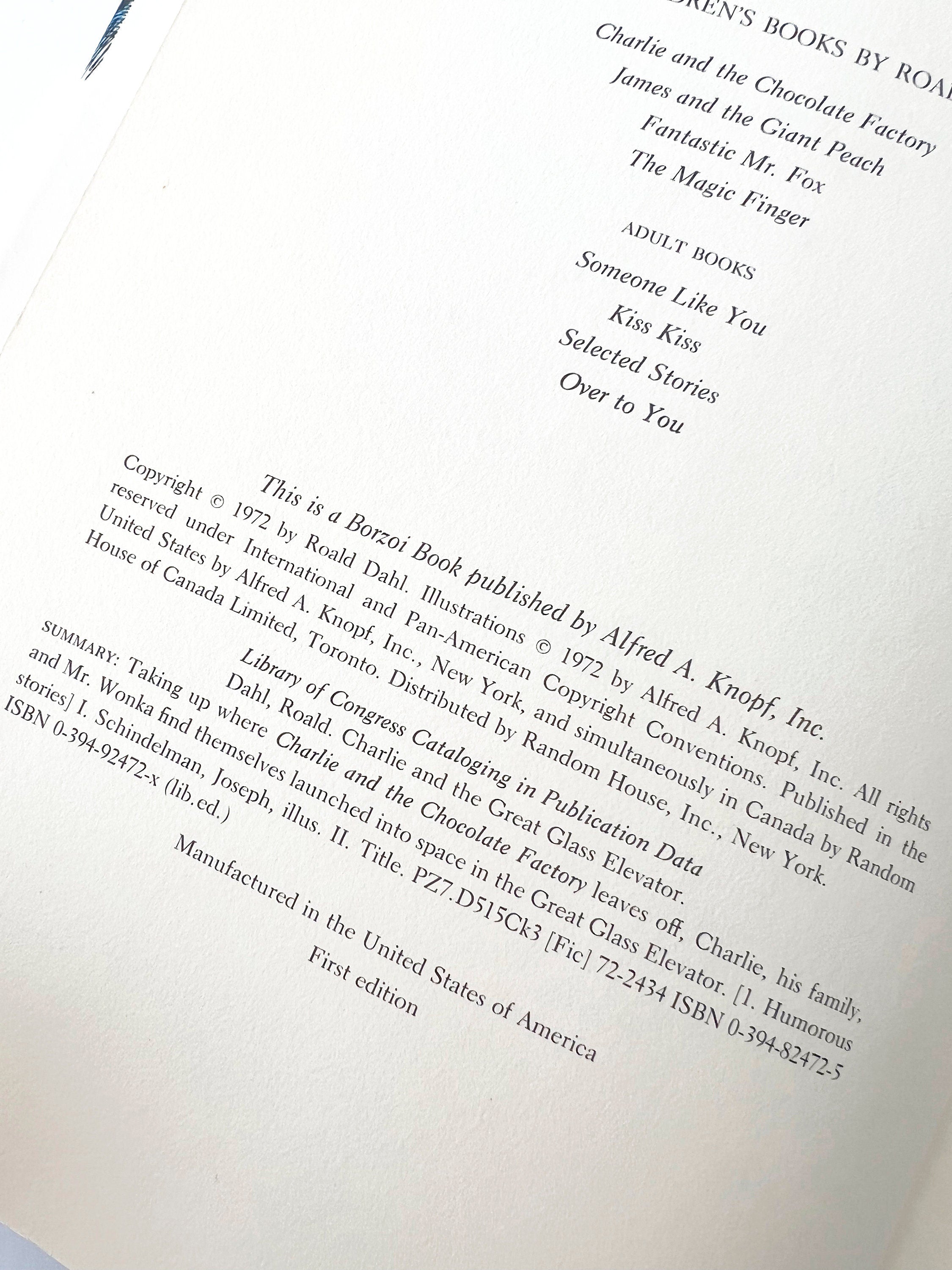 1972 charlie and the great glass Elevator by roald dahl illustrated by joseph schindelman vintage hardcover book first edition