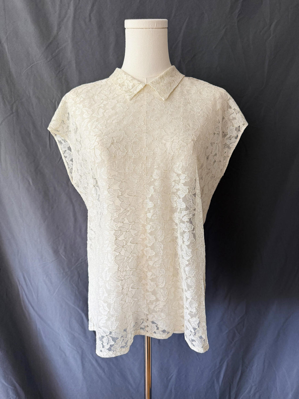 1980s Sheer Lace Blouse Oleg Cassini Large