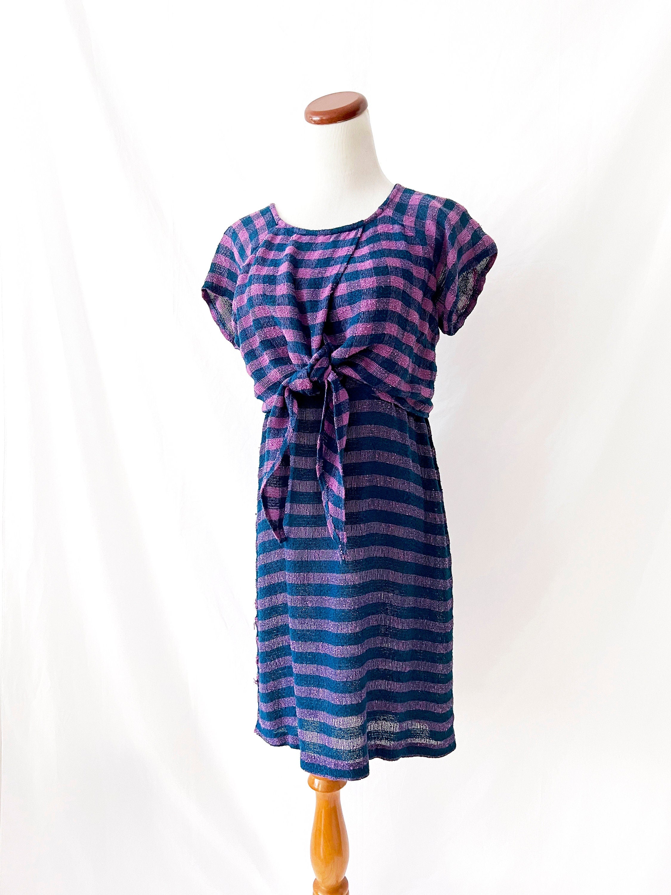 rabbit rabbit rabbit new york / vintage 1980s purple plaid dress / tie front / size  6