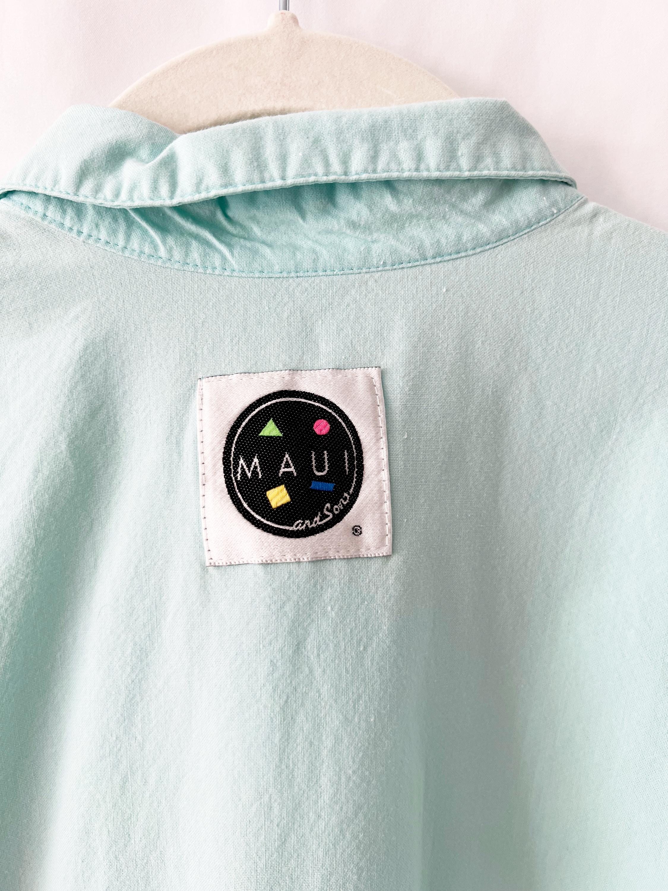 maui and sons 80s shirt sea foam green medium