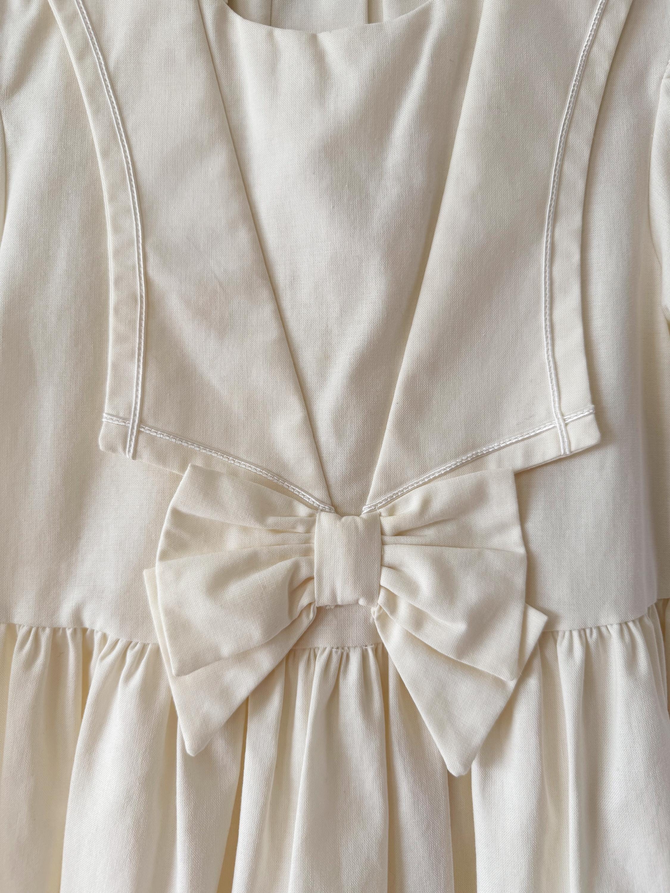 Vintage Laura Ashley Mother & Child Dress White Ribbon Size 7