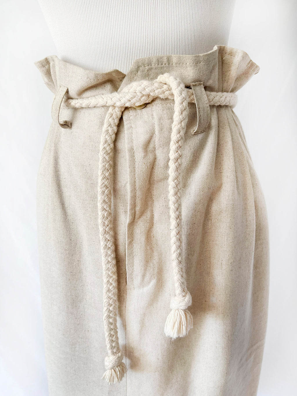 norman todd california linen skirt / rope belt / size 2