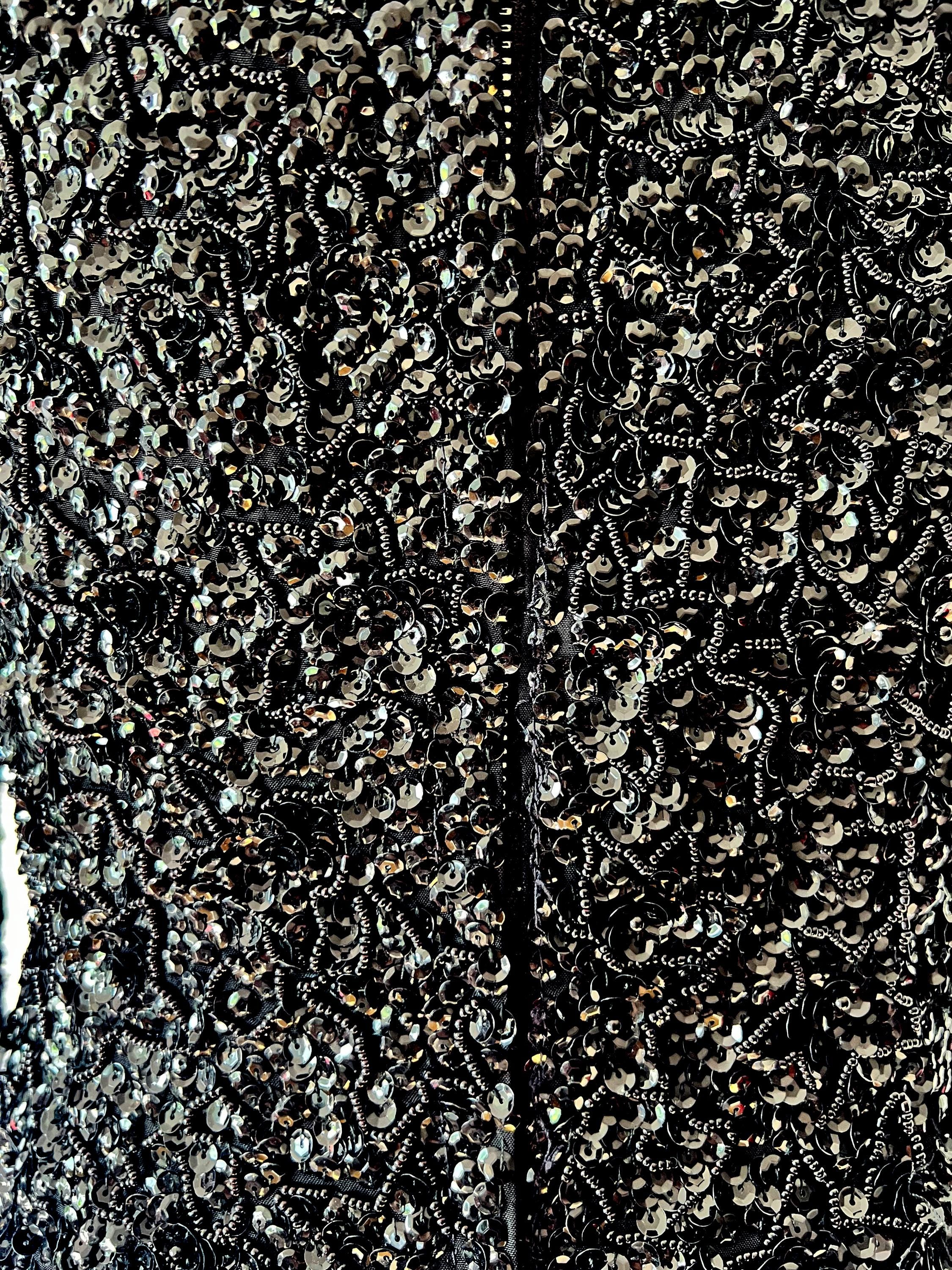 1960s vintage sequin black wiggle dress Gene Shelly Medium