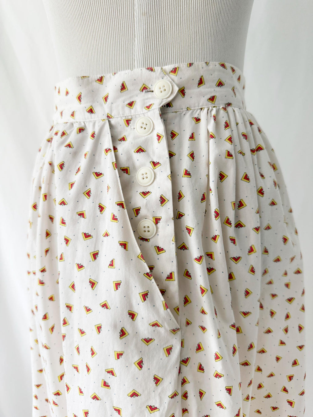 Vintage 1980s high waist white cotton skirt by Samantha Scott small