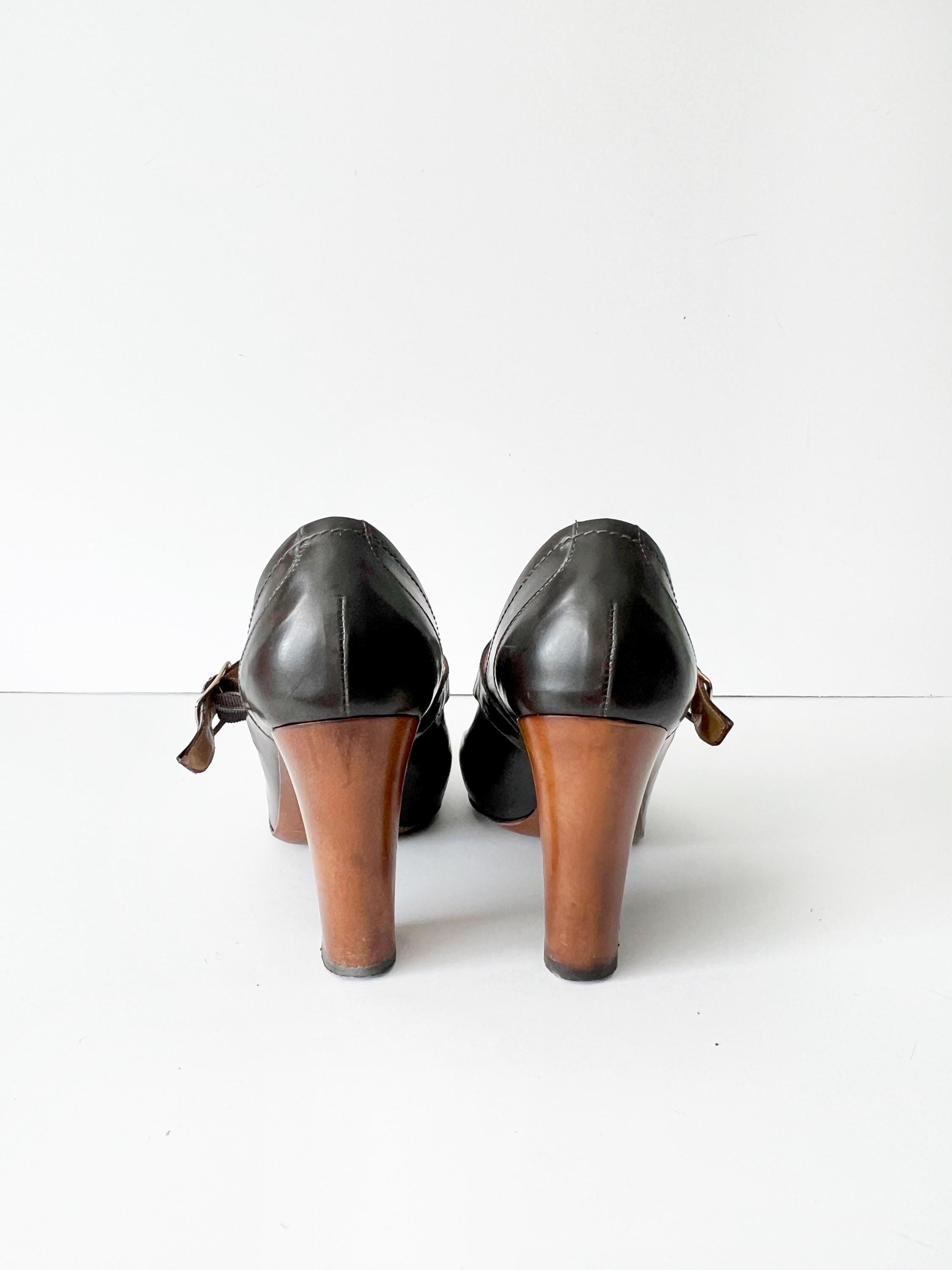 Bettye Muller Women's Round Toe Mary Jane Block Heels Shoe Black Size 6.5