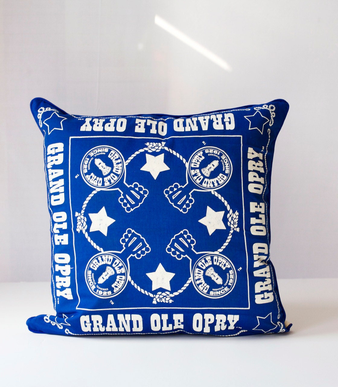 Vintage Scarf Pillow Cover: Grand Ole Opry & Pony Print, Nashville Souvenir