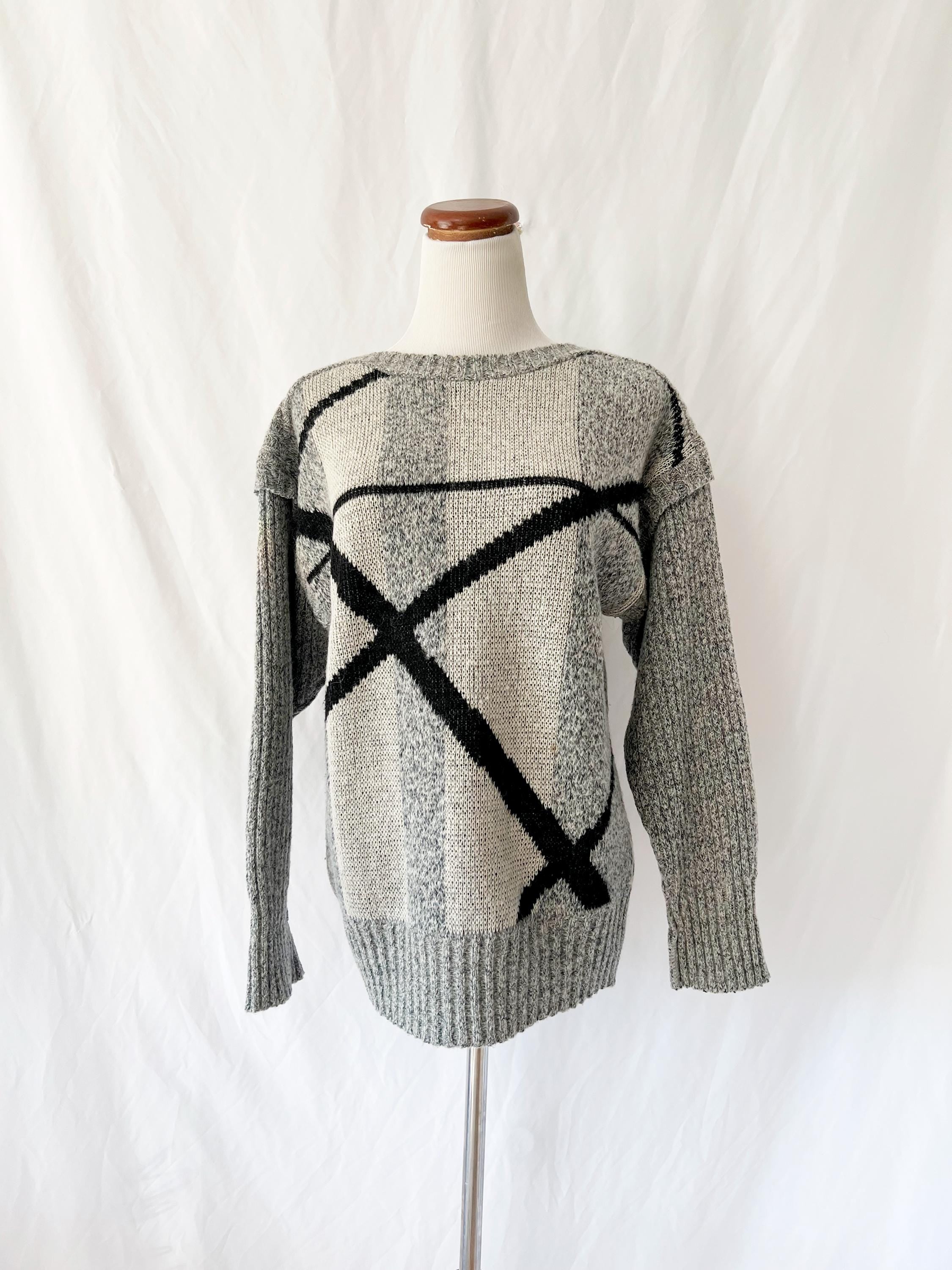 Vintage Rodier Paris Abstract Geometric Wool Sweater Medium