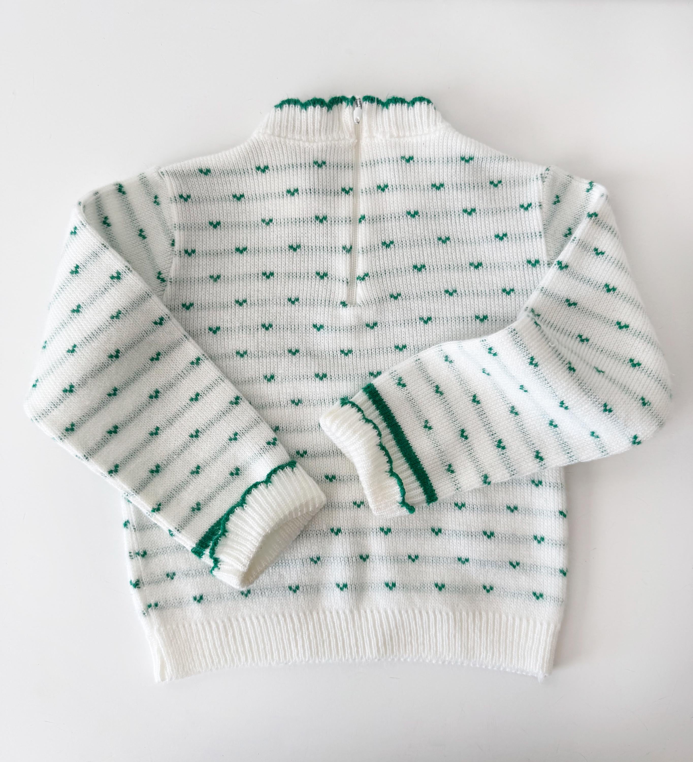 18-24 months 1980s vintage animal sweater green and white  size 2t vintage toddler clothes