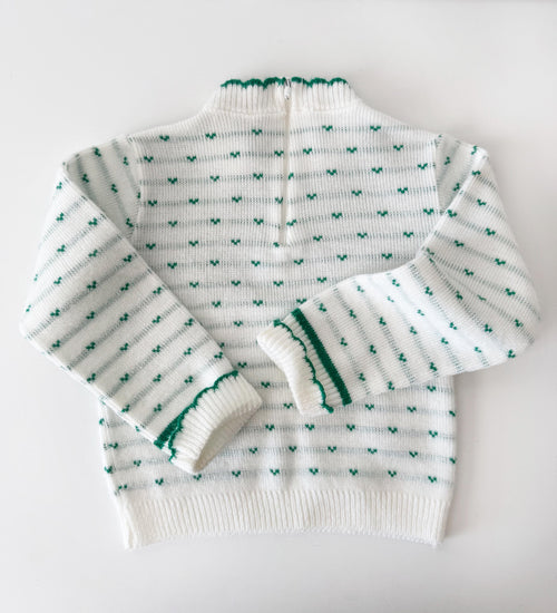 18-24 months 1980s vintage animal sweater green and white  size 2t vintage toddler clothes