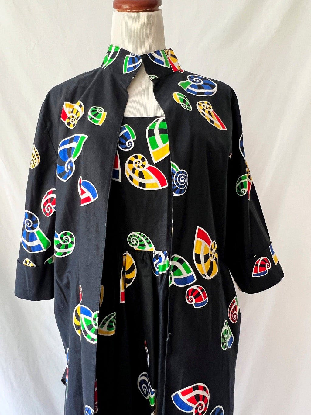 vintage strapless dress and over shirt seashells cotton set michalle vollbrach medium