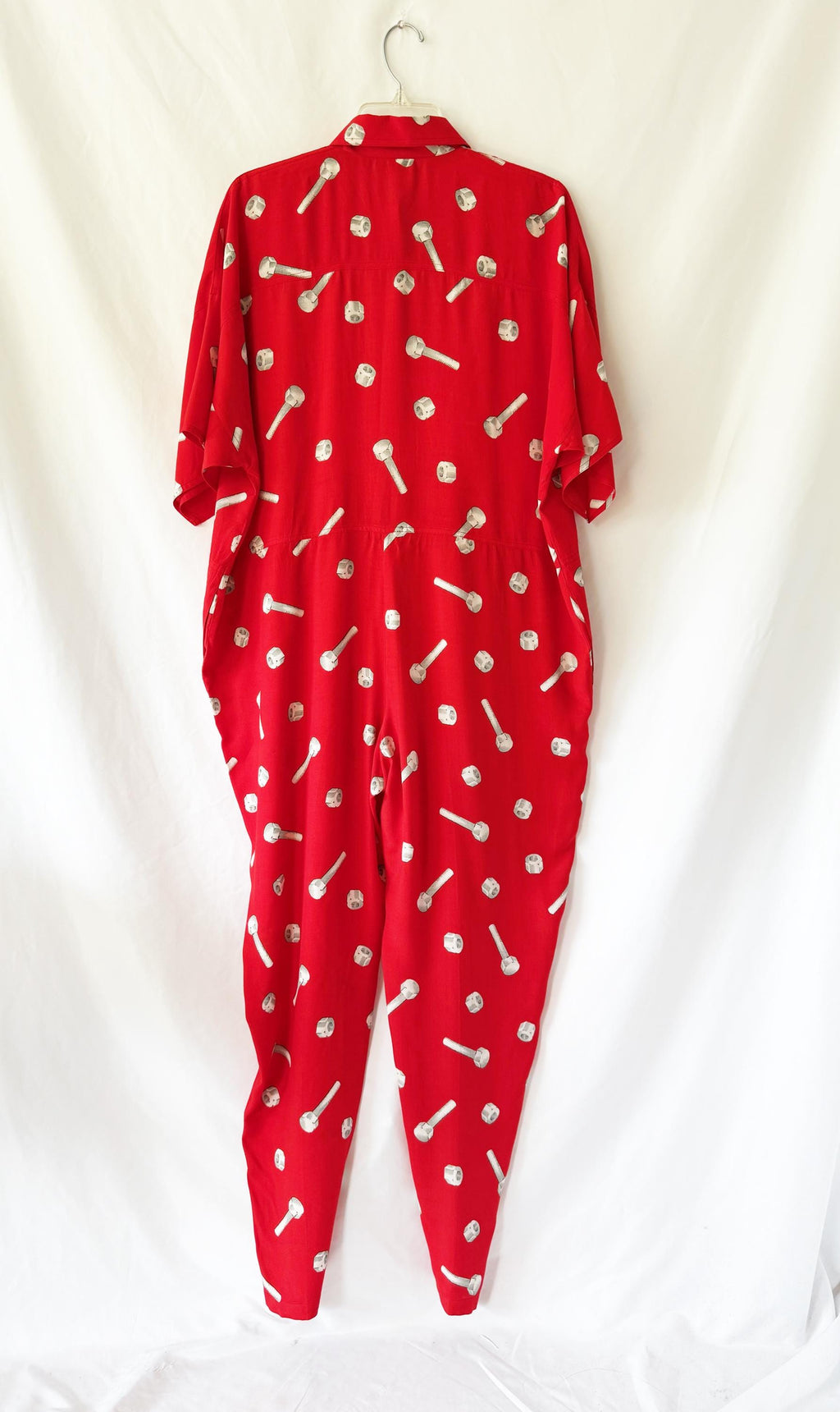 Italian Vintage 90’s Jumpsuit by Oceano Red One Piece Screws and Bolts - OSFM