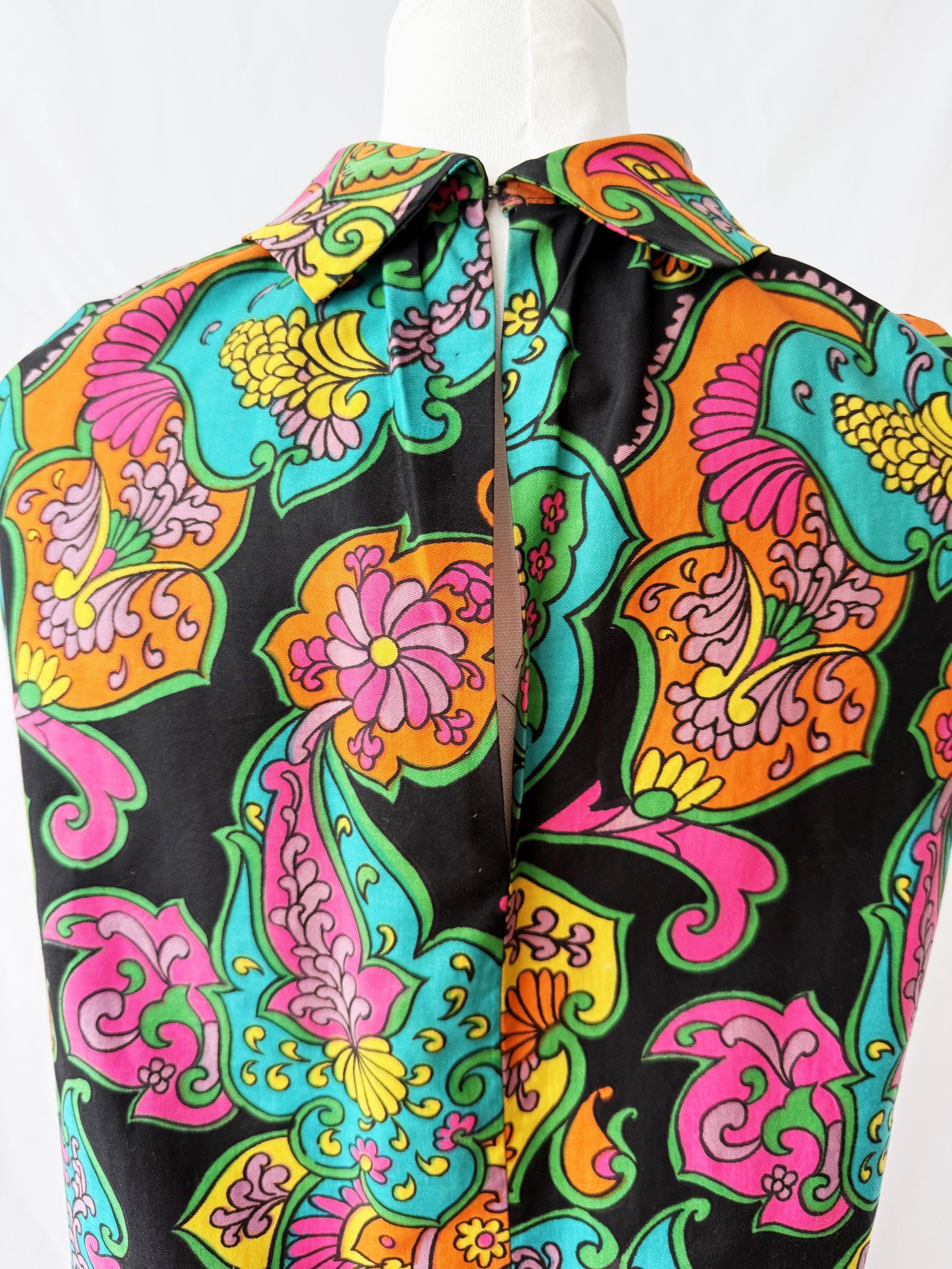 1960s / 1970s Psychedelic Multicolor Maxi Dress One Size Fits Most OSFM