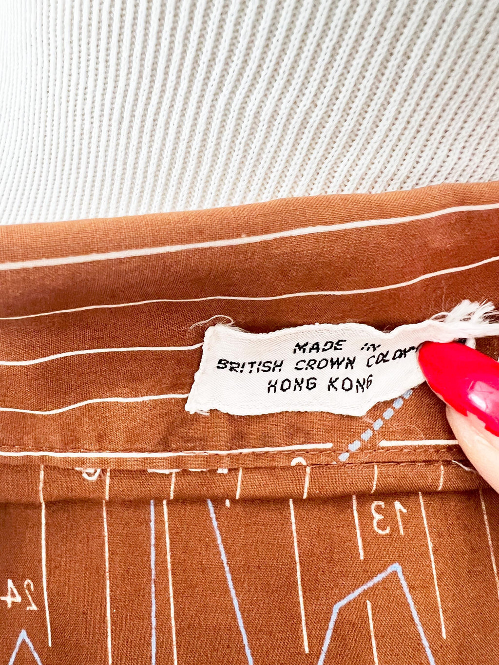 1970's Nik Nik Math Graph Half Button-down Shirt Brown Striped Blouse Small