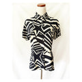 Rodier Navy Blue and  White Star Abstract Button Down Top Blouse sz 8