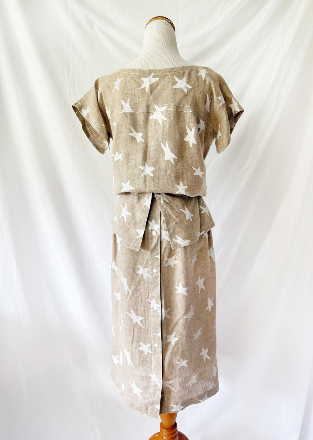 Stars Linen Peplum Skirt Set Small