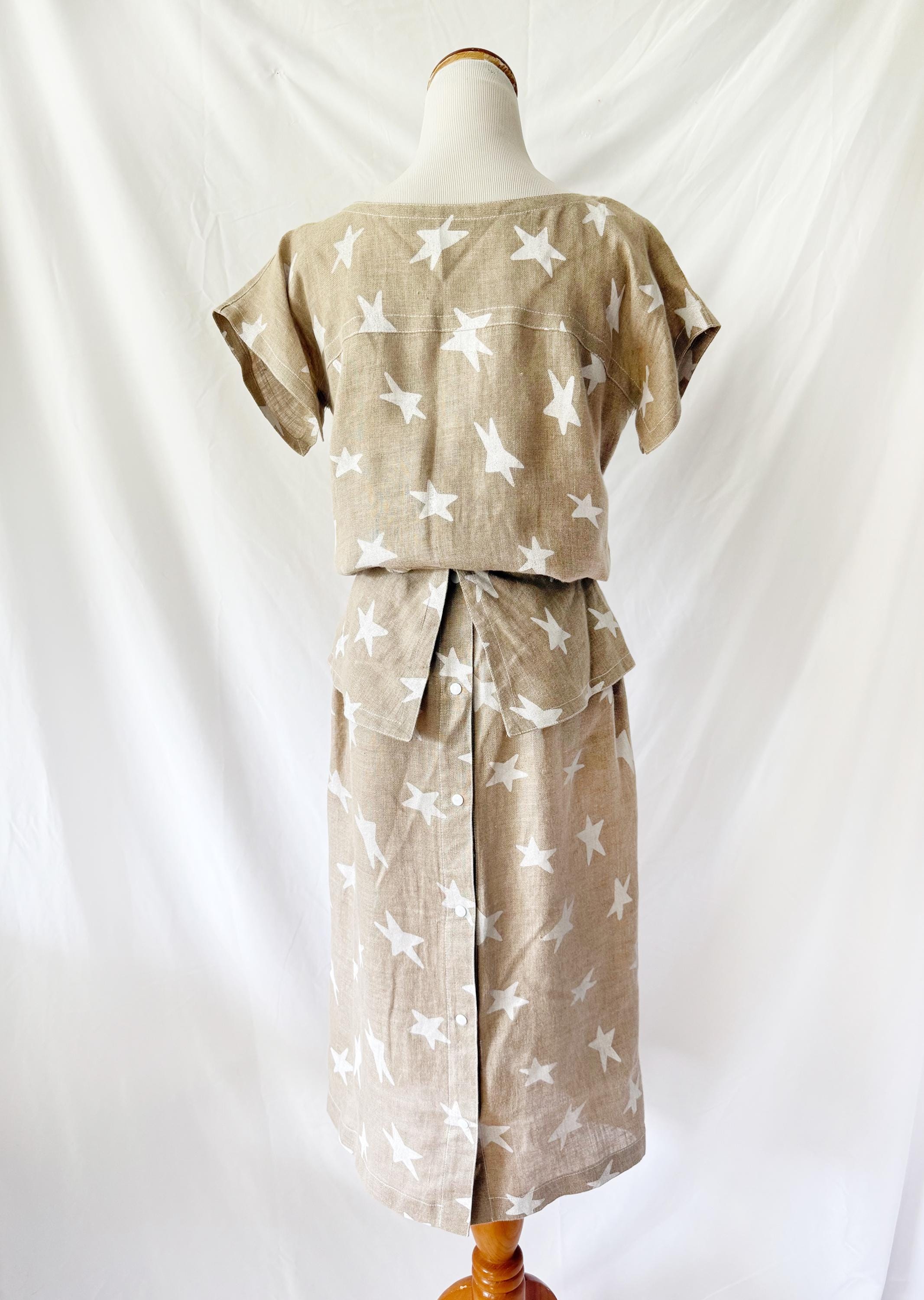 Stars Linen Peplum Skirt Set Small