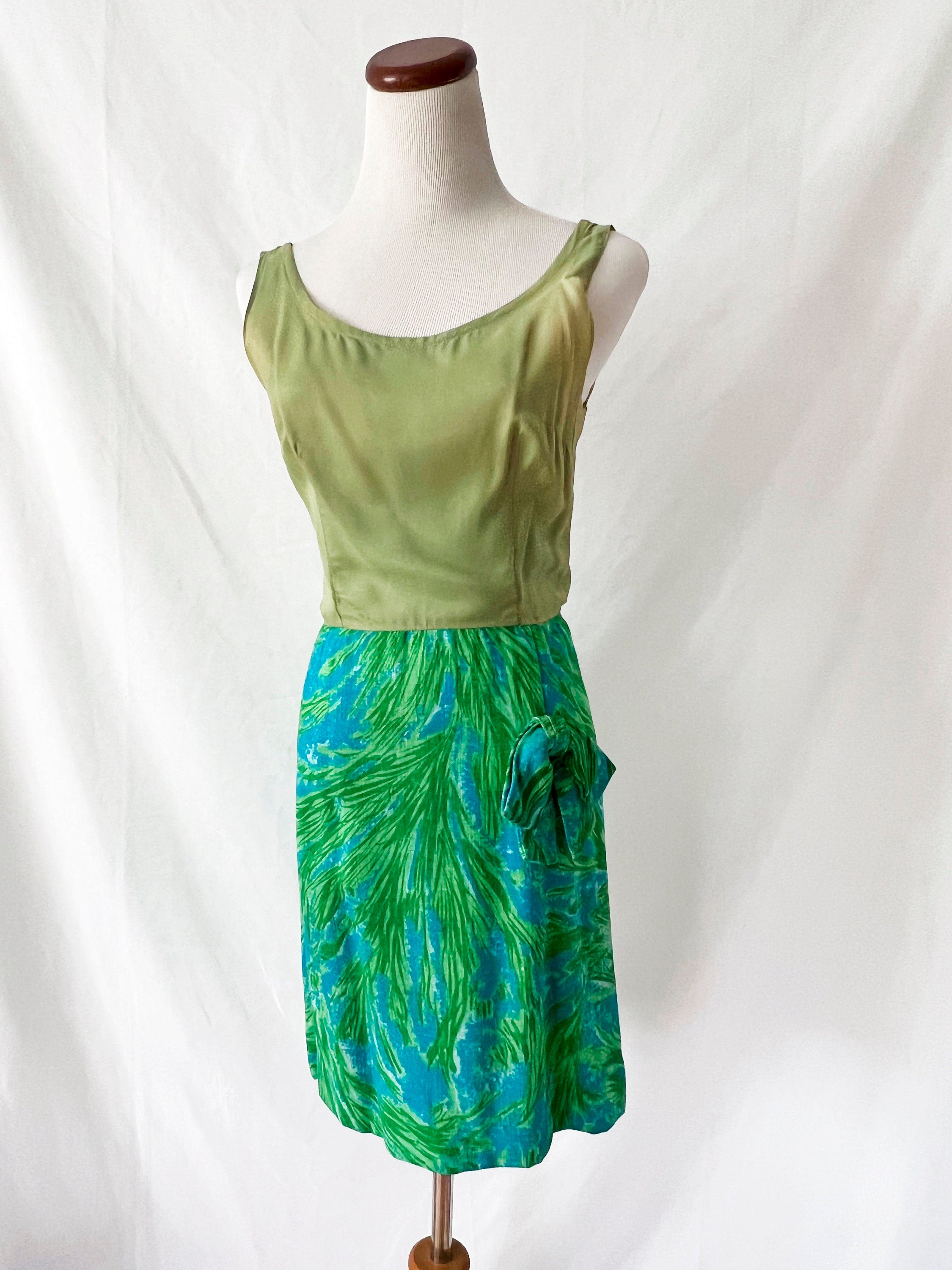Vntg 60s Linen Skirt Dress Set / 2 piece / Neiman Marcus / Small